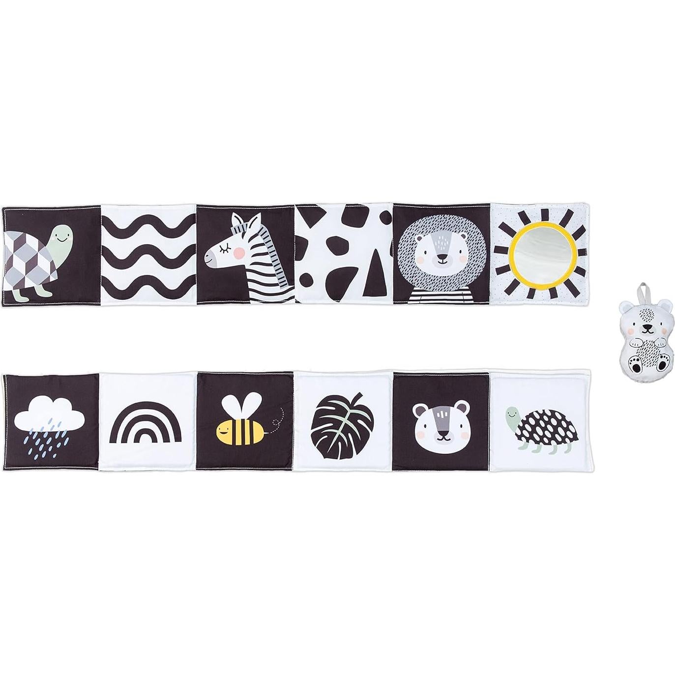 Taf Toys Newborn Soft Activity Book Black & White High Contrast Baby Book Infant Sensory Toys Tummy Time Soft Cloth Books for Babies Textured Fabric Crinkling Shapes Patterns 0-12 Months Newborn Toys