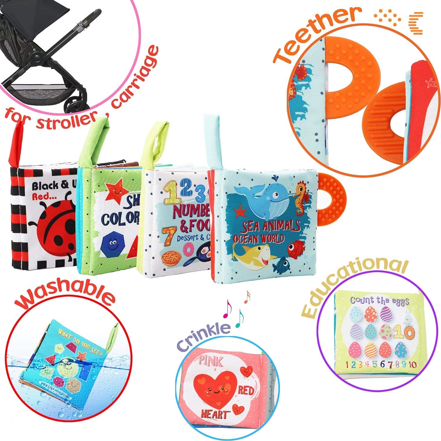 Conjunto de Libros de Tela Suaves Bebe Mondo - 4 Piezas