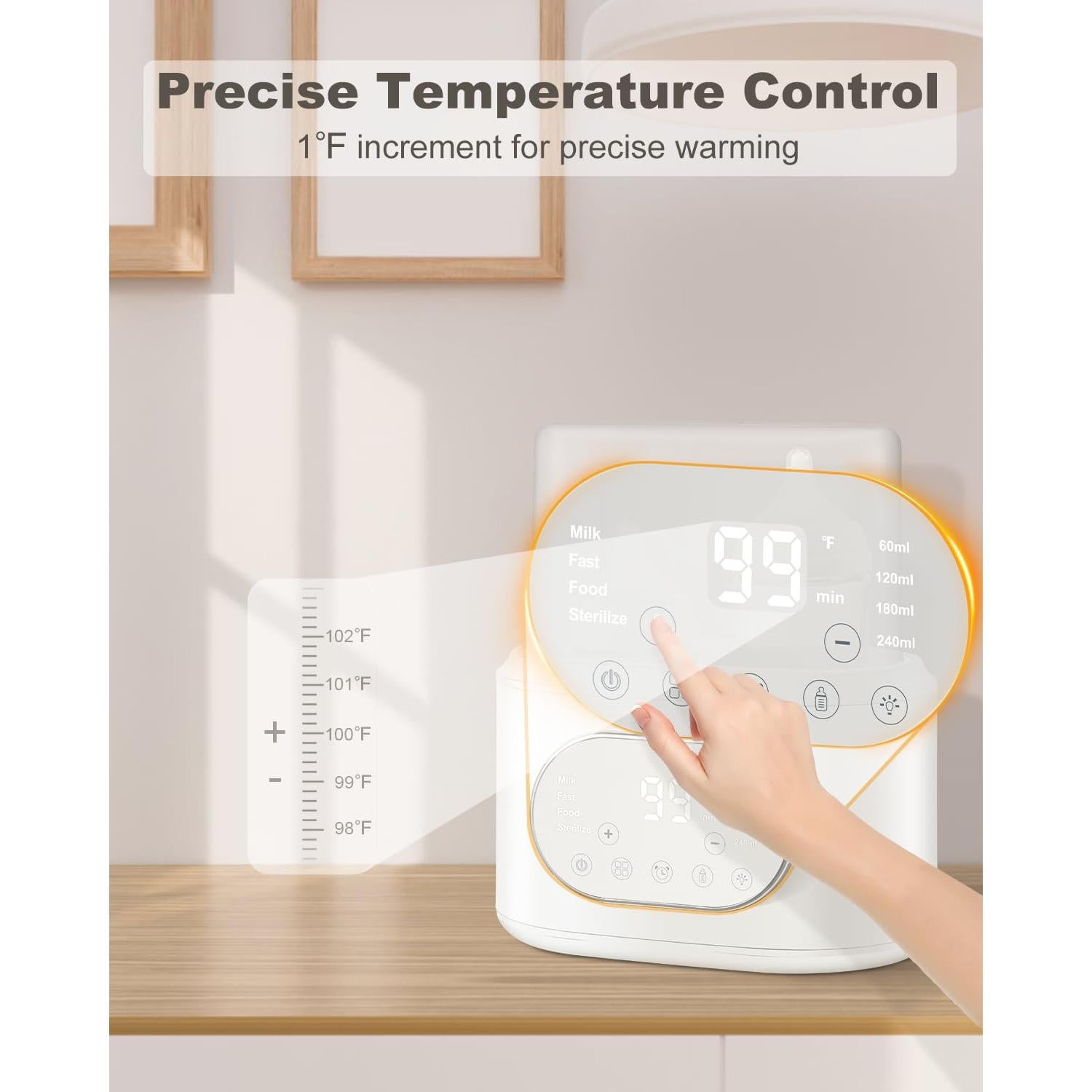 Calentador de Botellas 10-en-1 AMZBABYCHEF Doble con Luz Nocturna