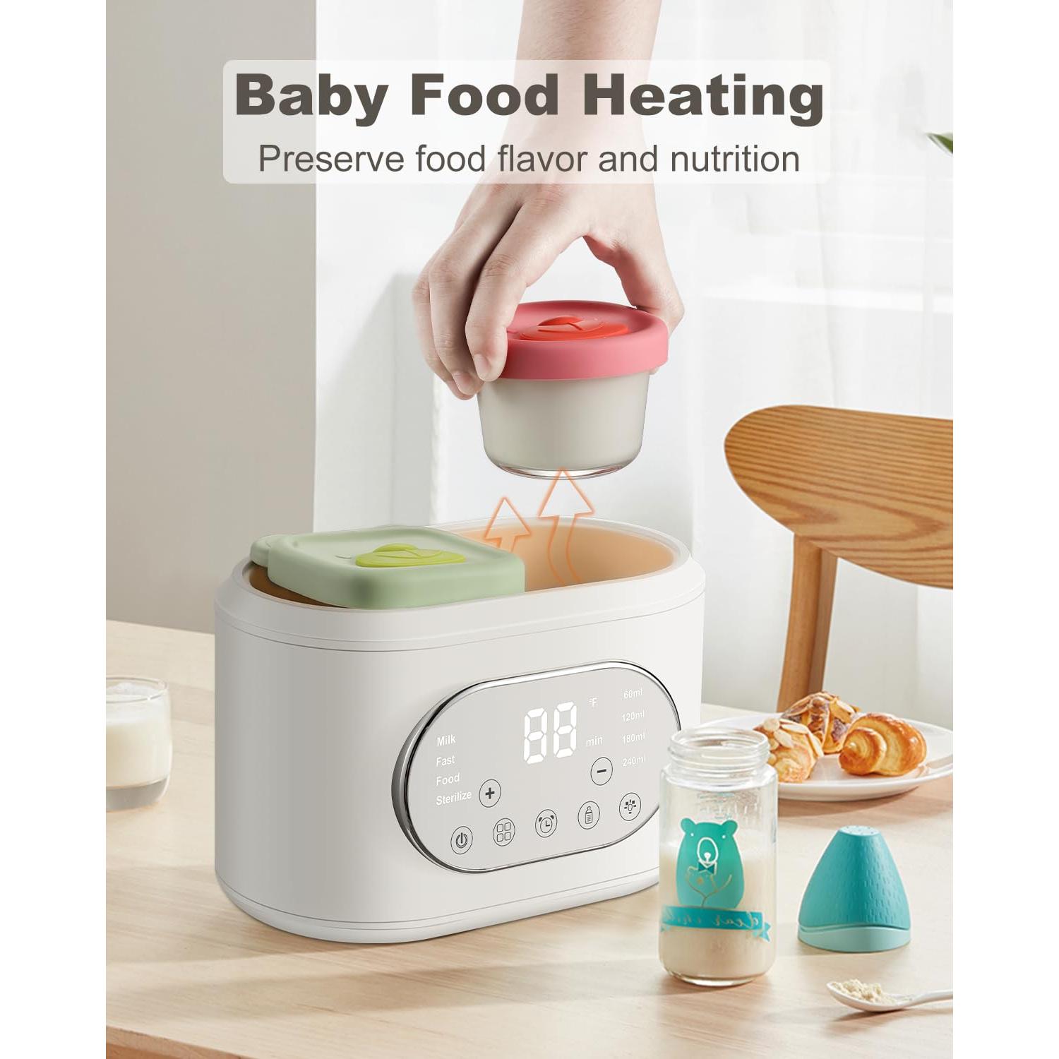 Calentador de Botellas 10-en-1 AMZBABYCHEF Doble con Luz Nocturna