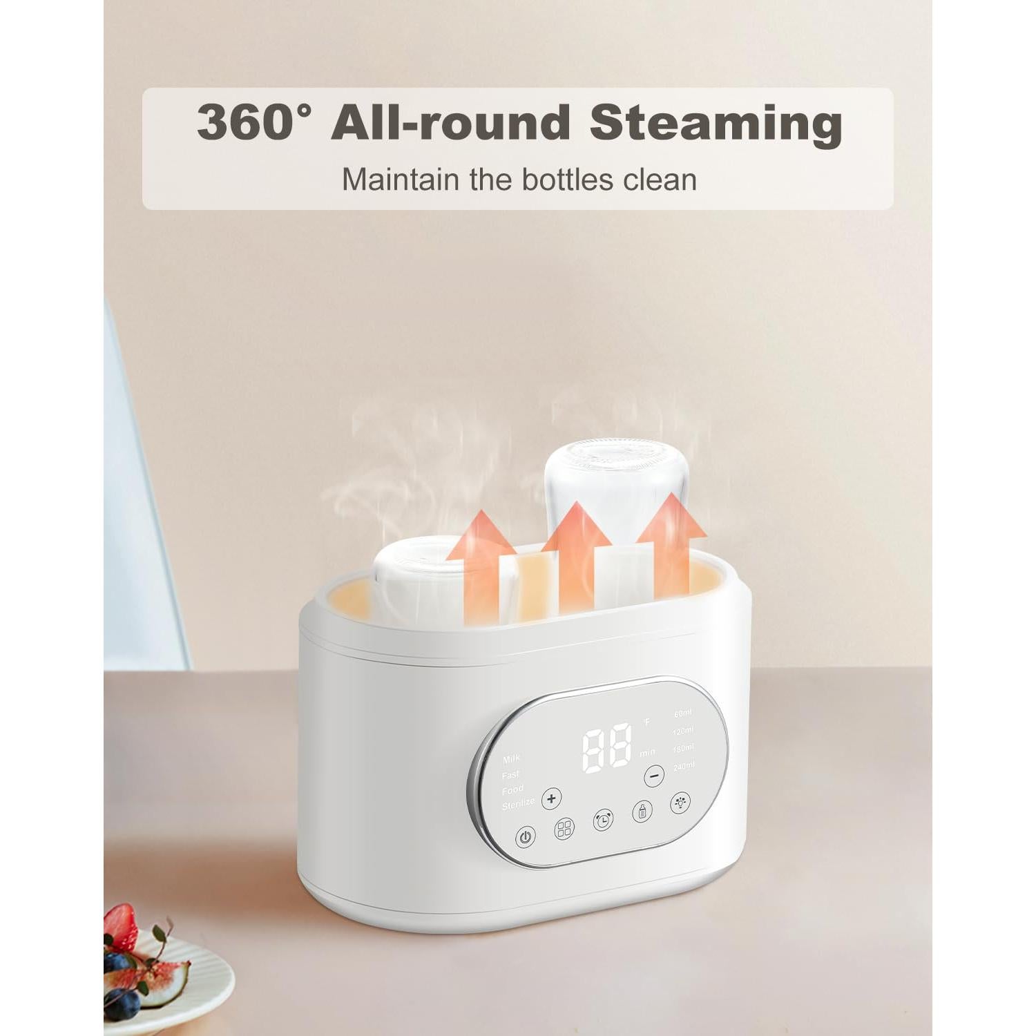 Calentador de Botellas 10-en-1 AMZBABYCHEF Doble con Luz Nocturna