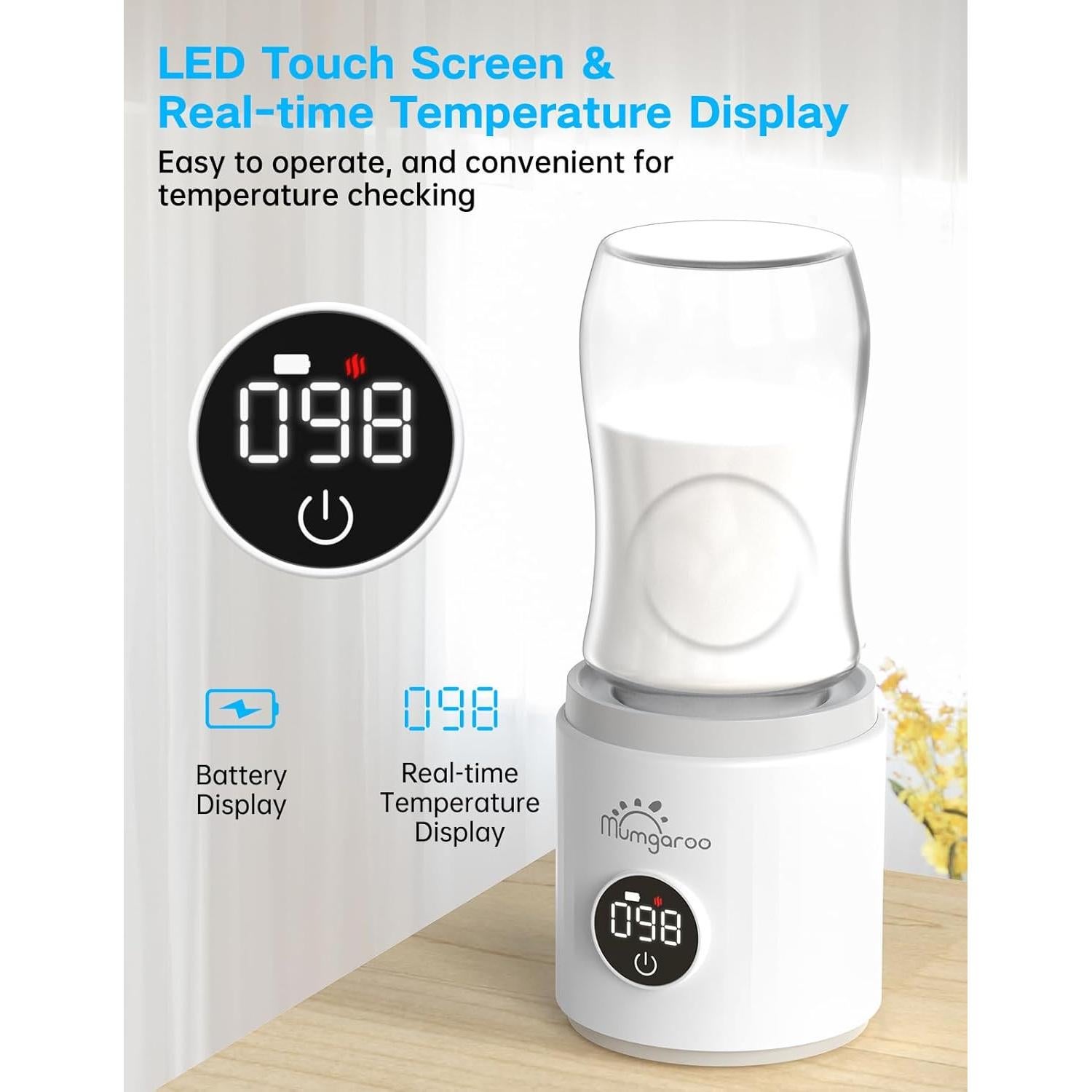 Calentador de Botellas Portátil Mumgaroo 9000mAh con 4 Adaptadores