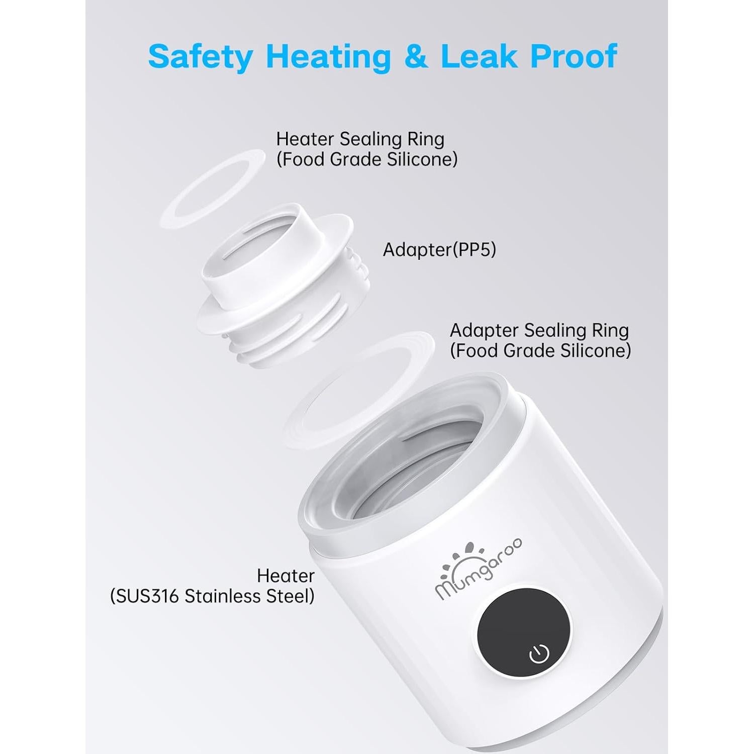 Calentador de Botellas Portátil Mumgaroo 9000mAh con 4 Adaptadores