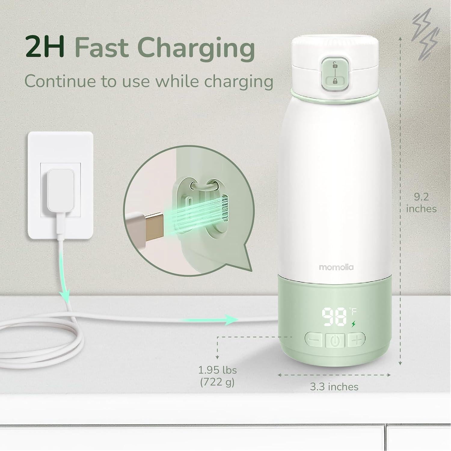 Calentador de Leche Portátil Momolia 0.5L con Pasteurización