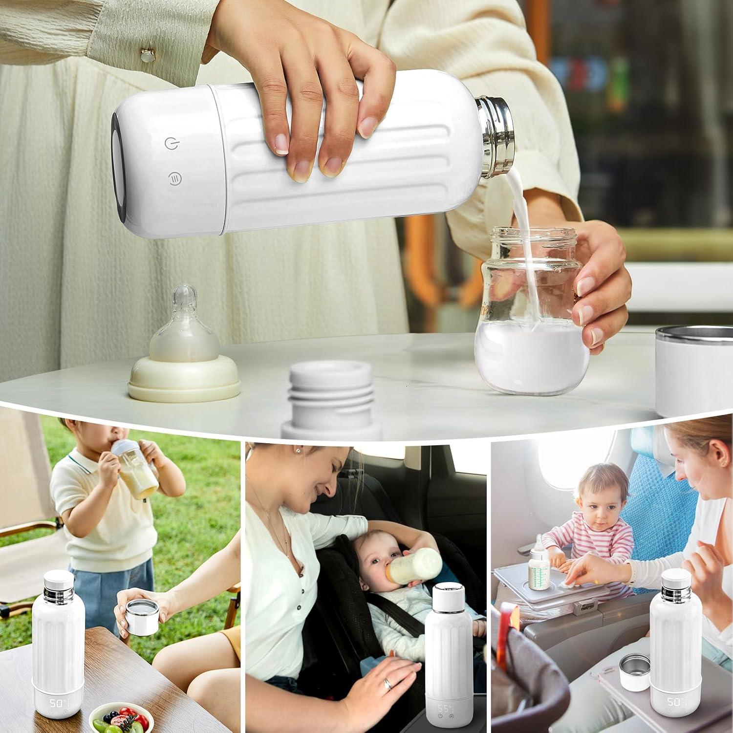 Calentador de Botellas Portátil Blanco 500 ml con Pantalla LED