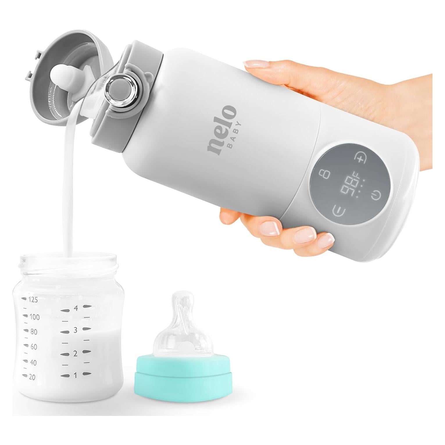 Calentador de Leche Portátil NELO 16oz Acero Inoxidable Libre BPA