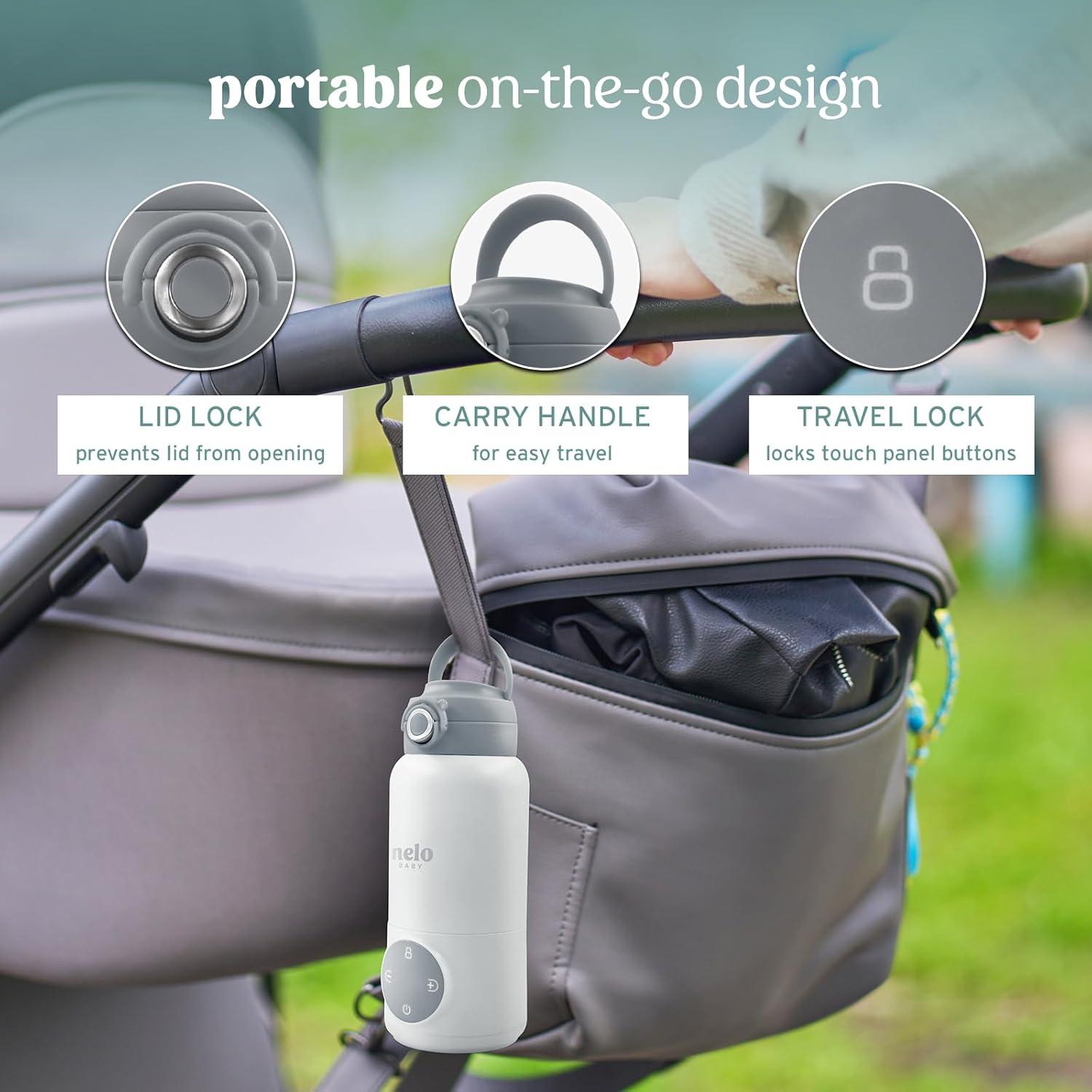 Calentador de Leche Portátil NELO 16oz Acero Inoxidable Libre BPA