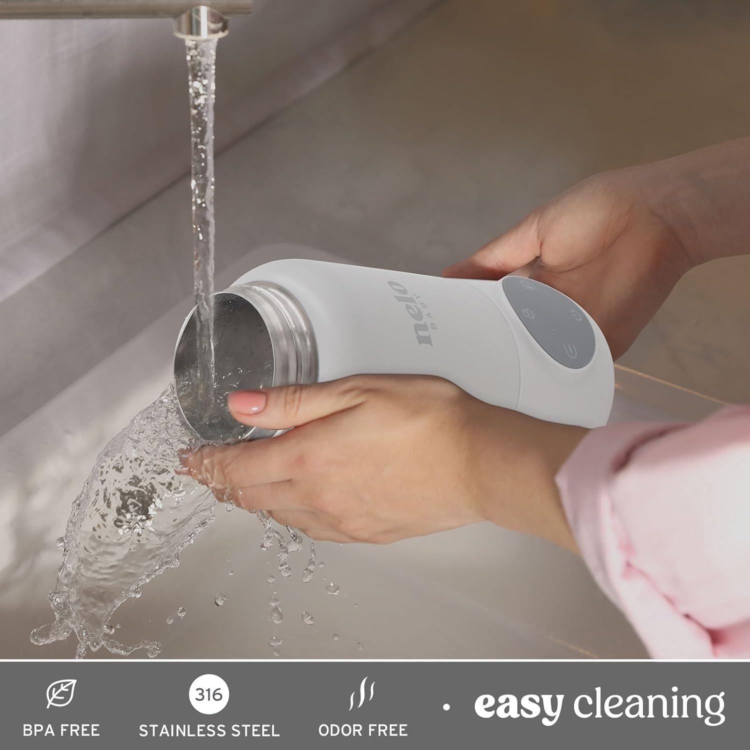 Calentador de Leche Portátil NELO 16oz Acero Inoxidable Libre BPA