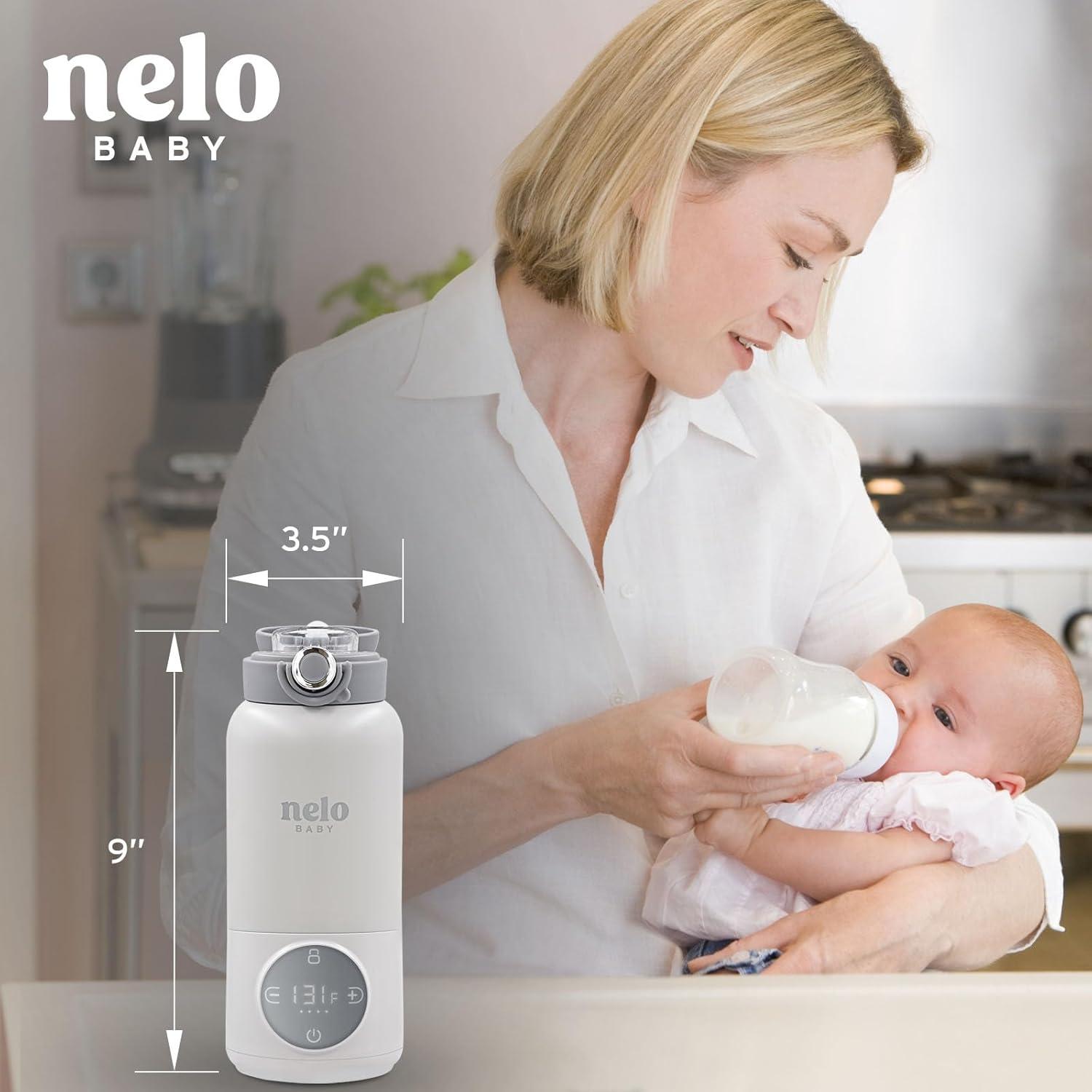 Calentador de Leche Portátil NELO 16oz Acero Inoxidable Libre BPA