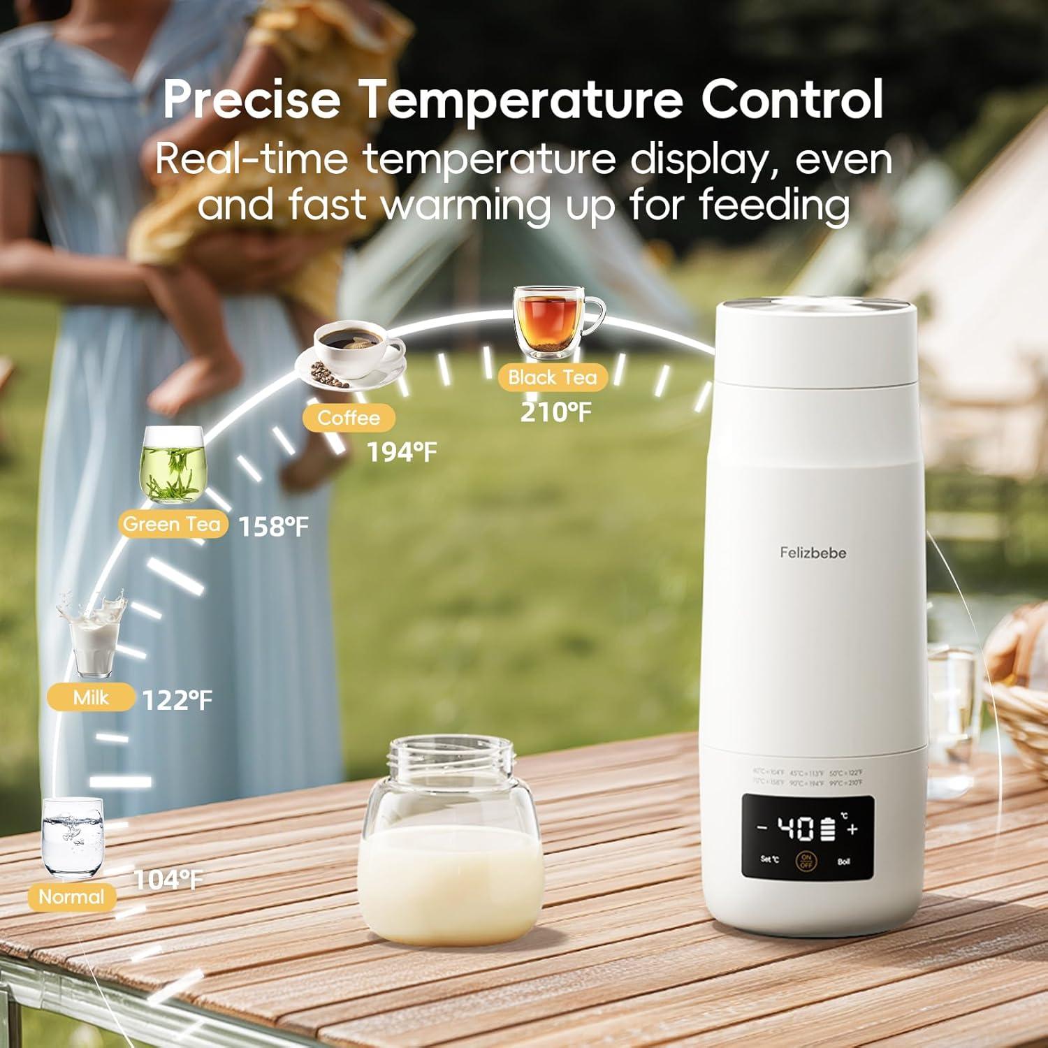 Calentador de Leche Portátil Felizbebe PHT2, 1.04 kg, Hervido Rápido