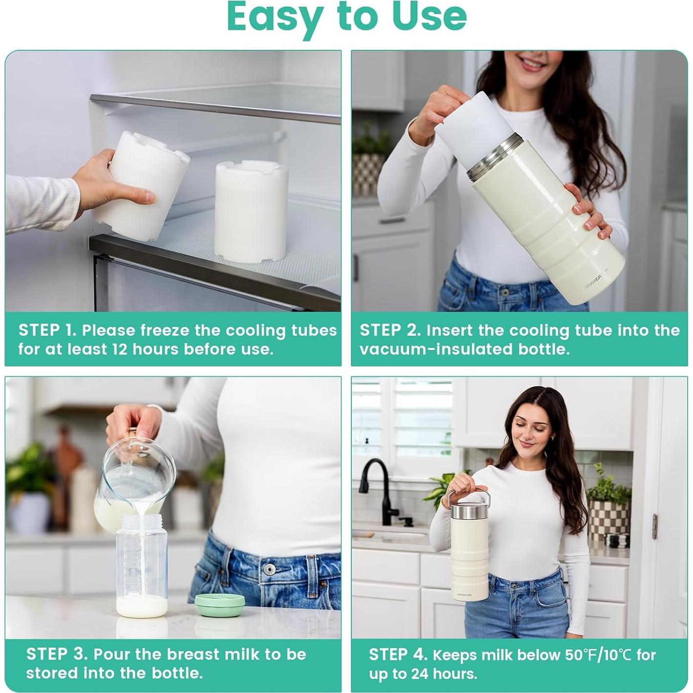 Enfriador de Leche Materna Portátil 22oz PBMC-01-022 con 2 Botellas