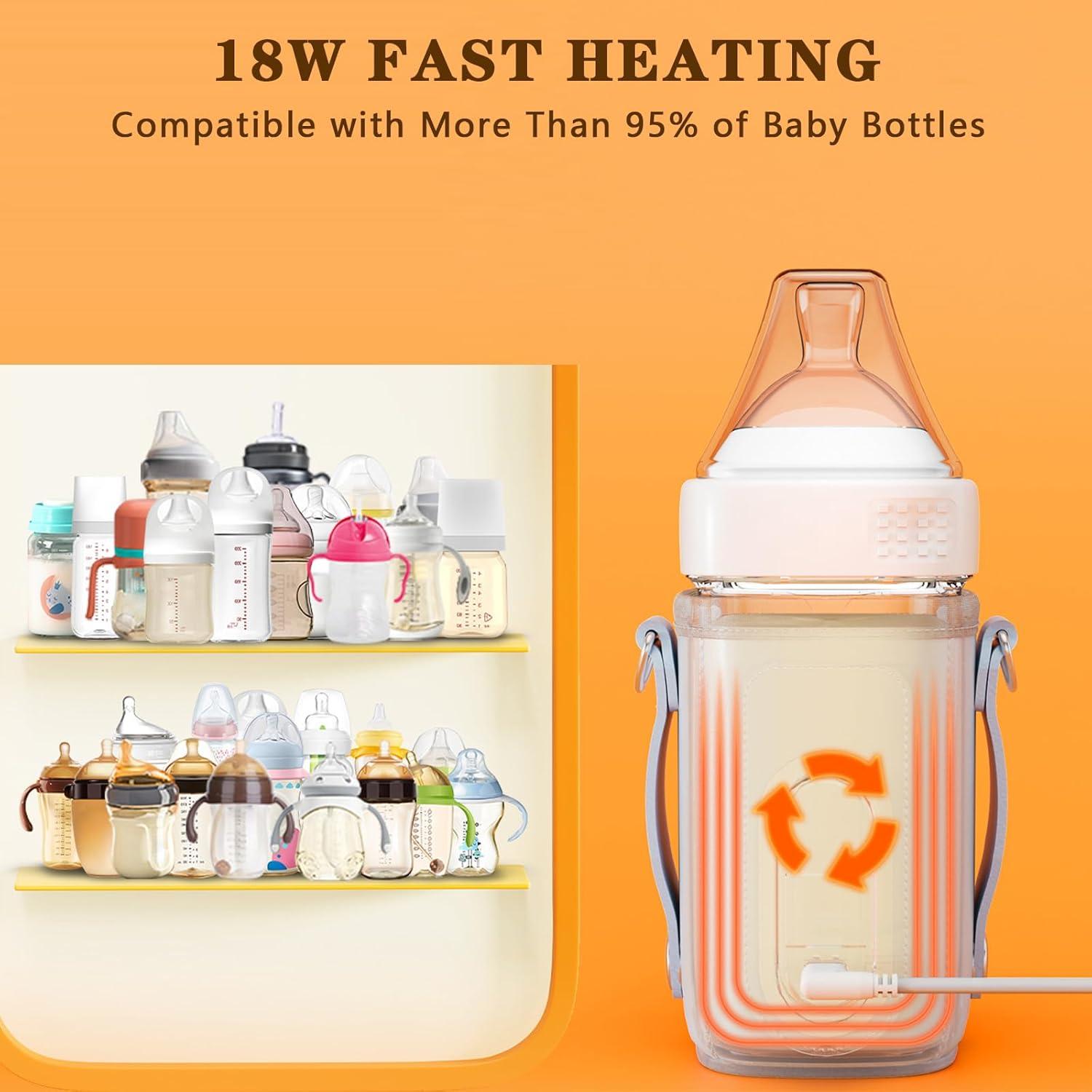 Calentador de Botellas Portátil Bebés 42°C con Cargador Rápido
