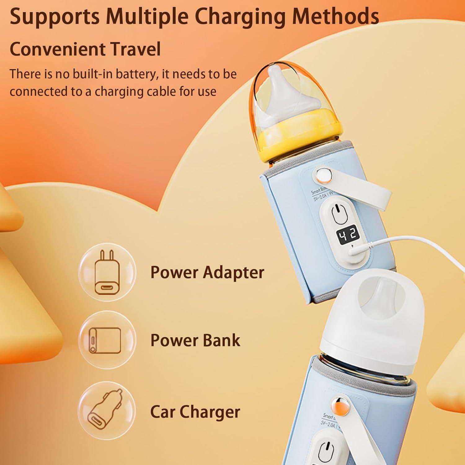 Calentador de Botellas Portátil Bebés 42°C con Cargador Rápido