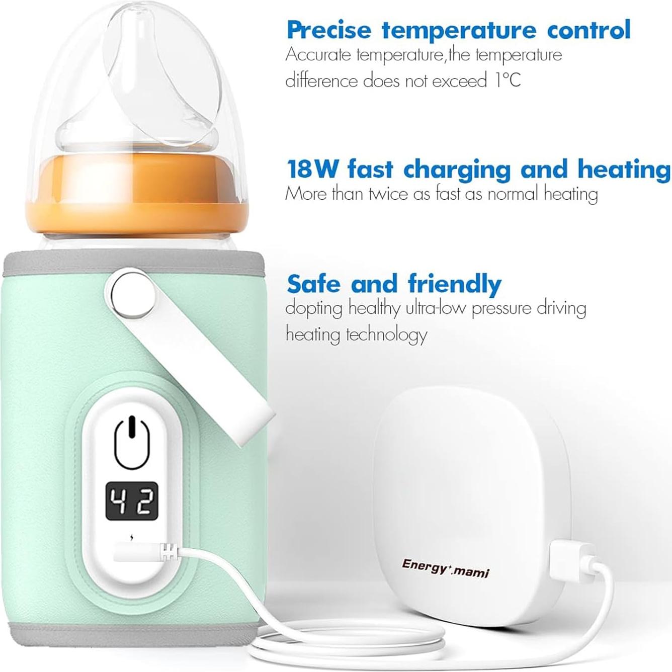 Calentador de Botellas Portátil Bebés 42°C con Cargador Rápido