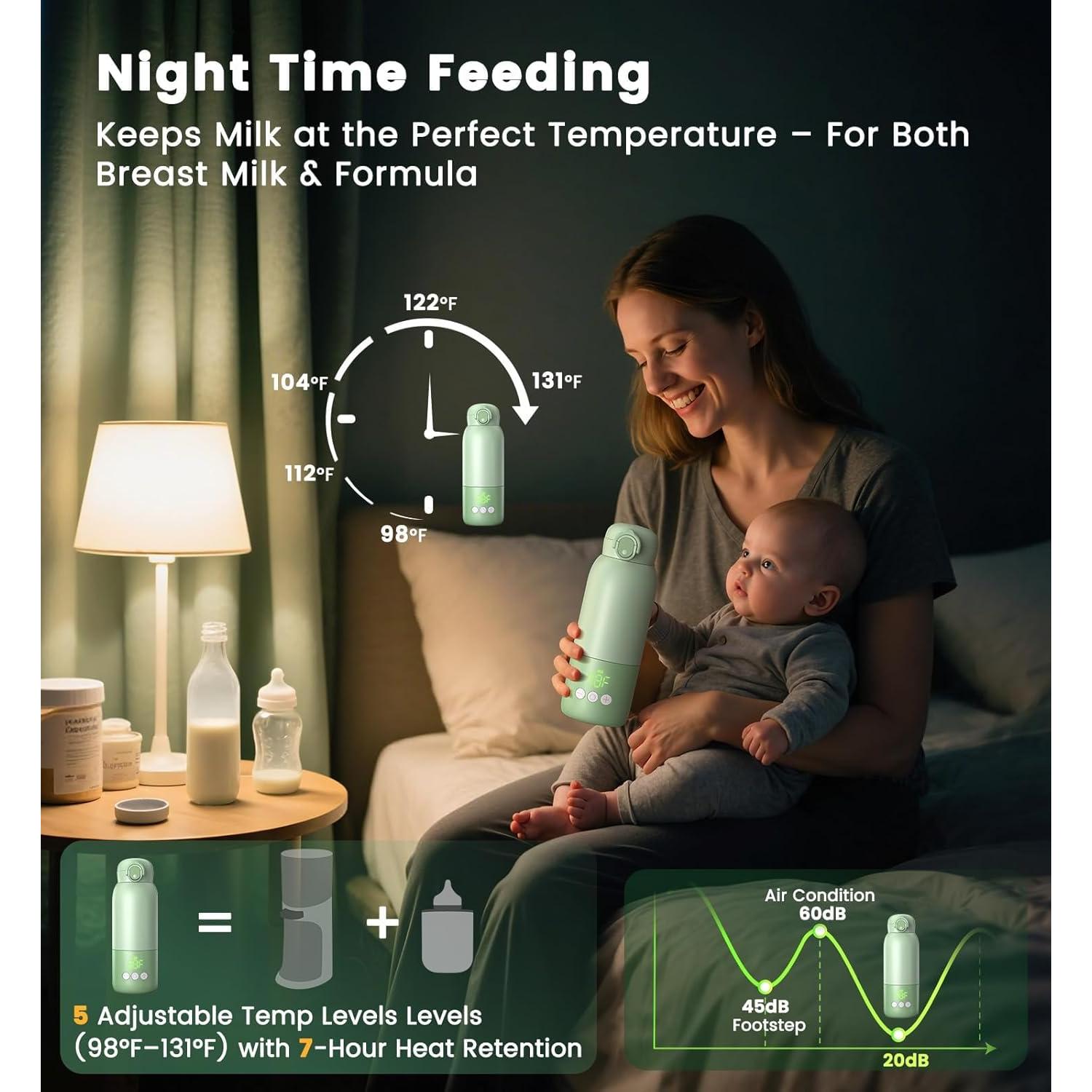 Calentador de Botellas Portátil para Bebés 355 ml Verde