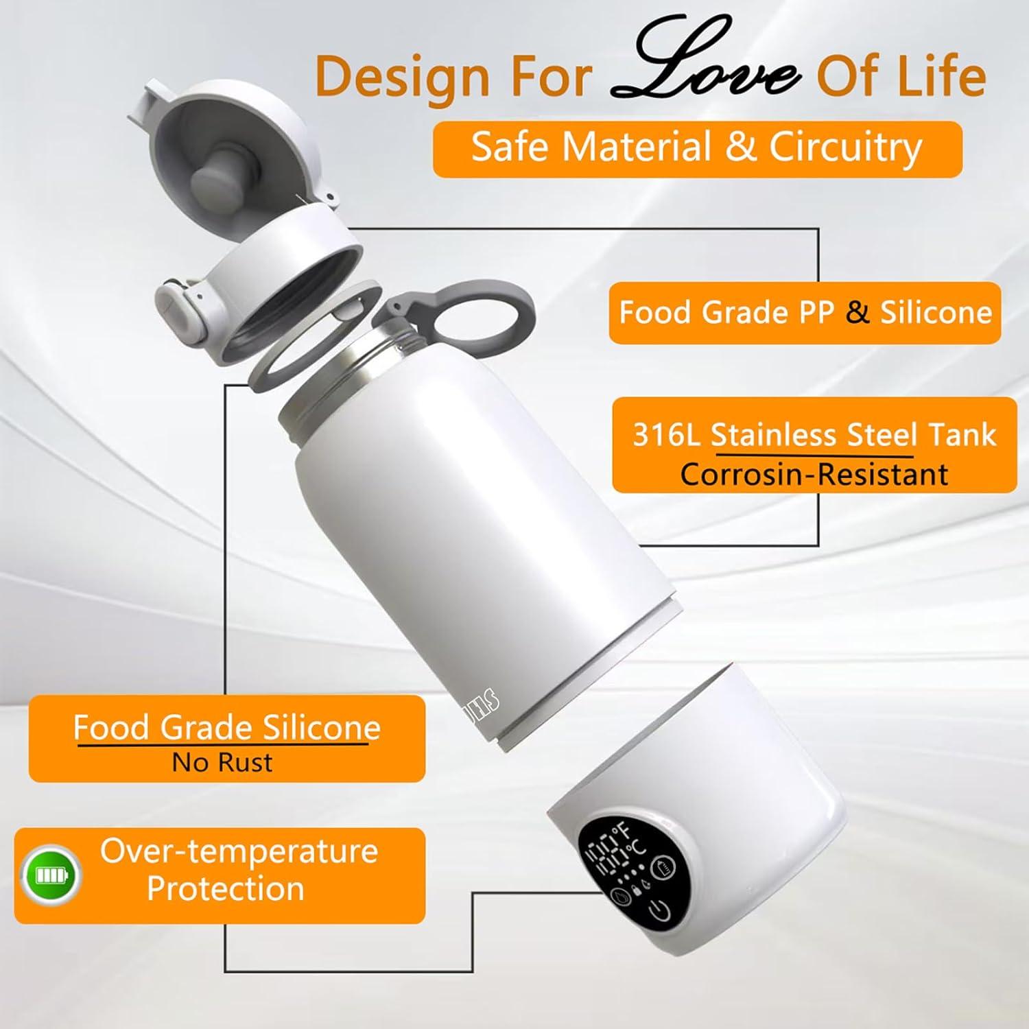 Calentador de Botellas Portátil TLTWHS 500ml Calentamiento Rápido