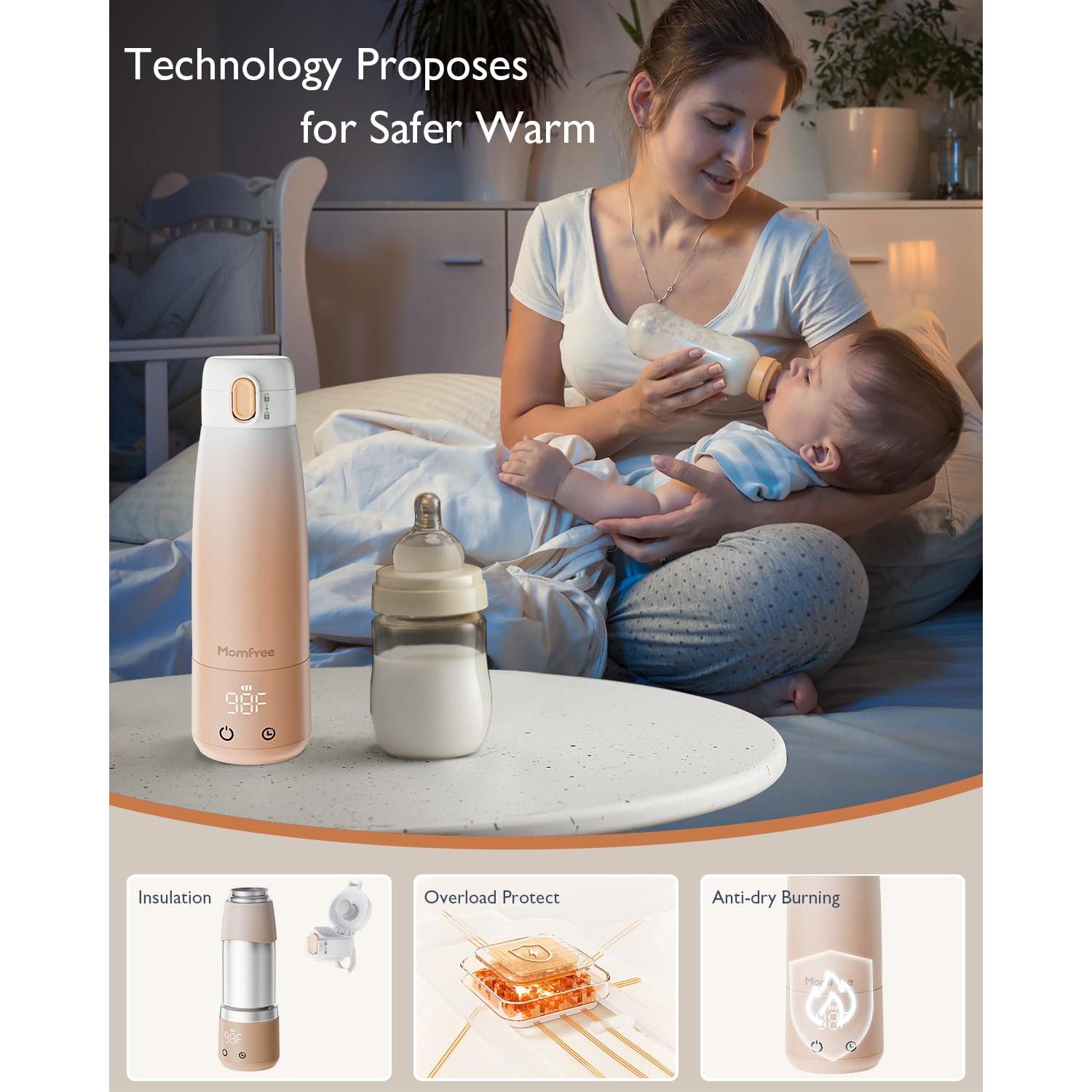 Calentador de Leche Portátil Momfree MF006 Naranja 340ml 9000mAh