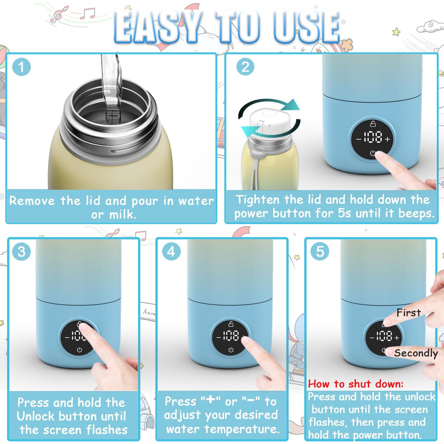 Calentador de Botellas Portátil BEGUKO 0.5L Rápido 5min