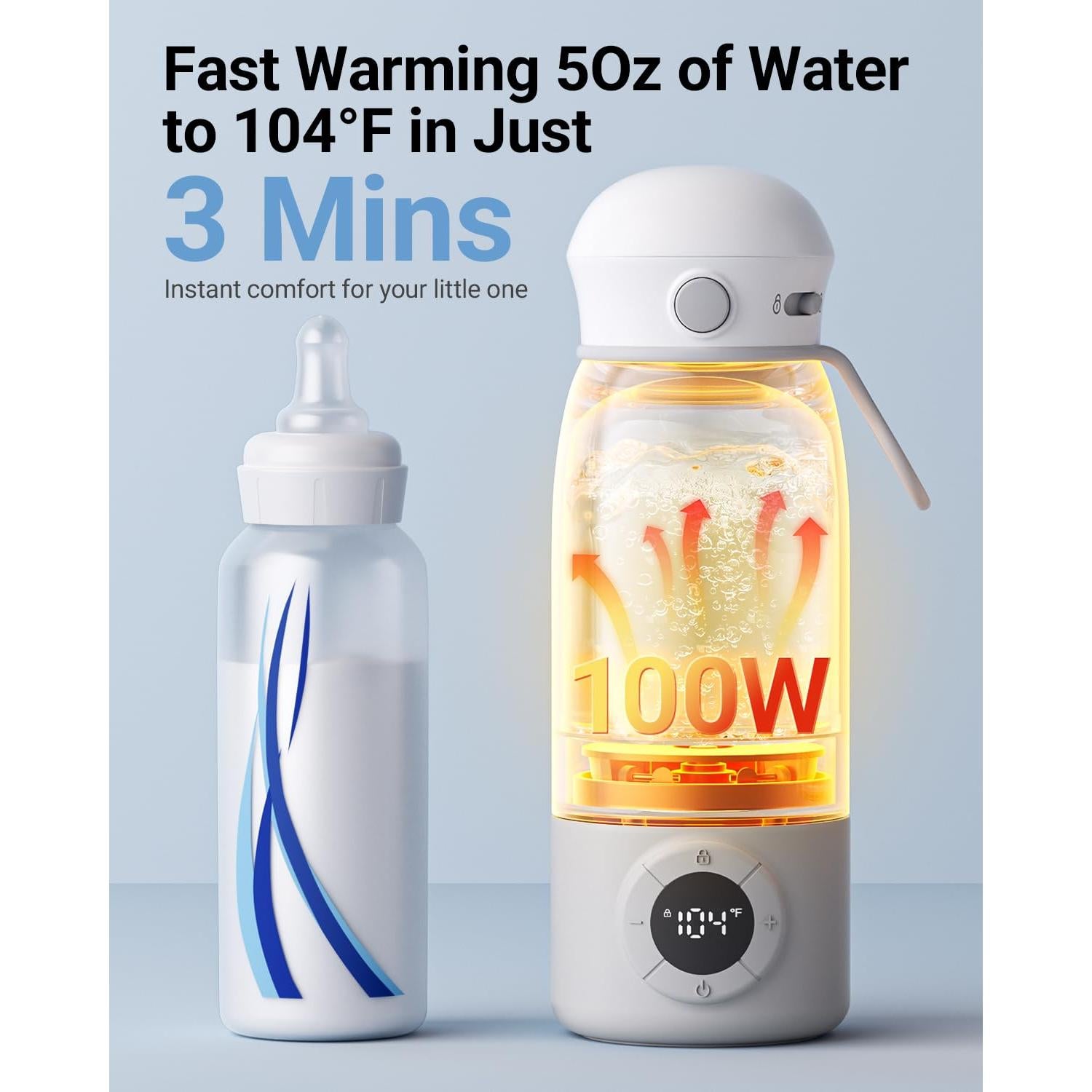 Calentador de Botellas Portátil Bear 500ml con Control de Temperatura