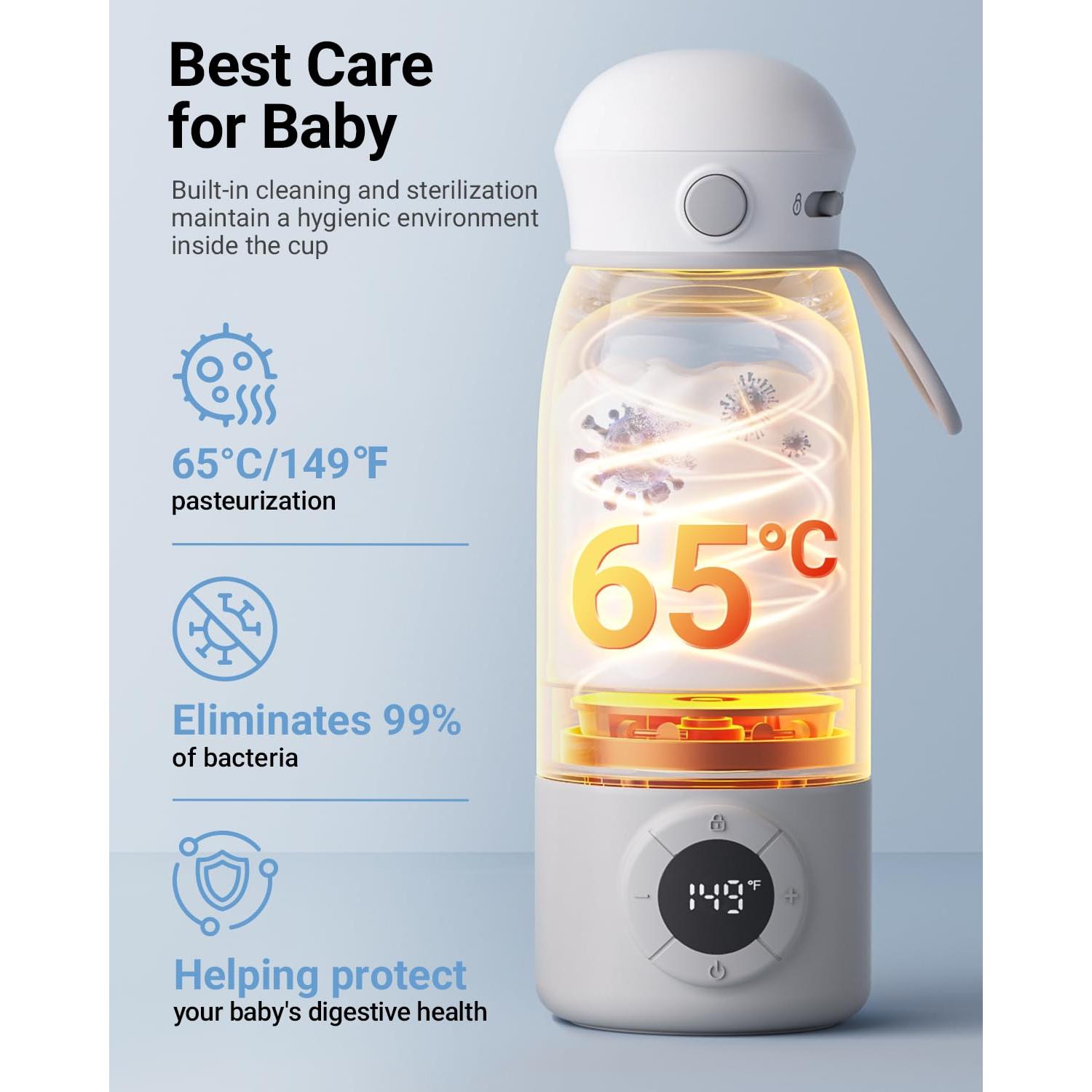 Calentador de Botellas Portátil Bear 500ml con Control de Temperatura