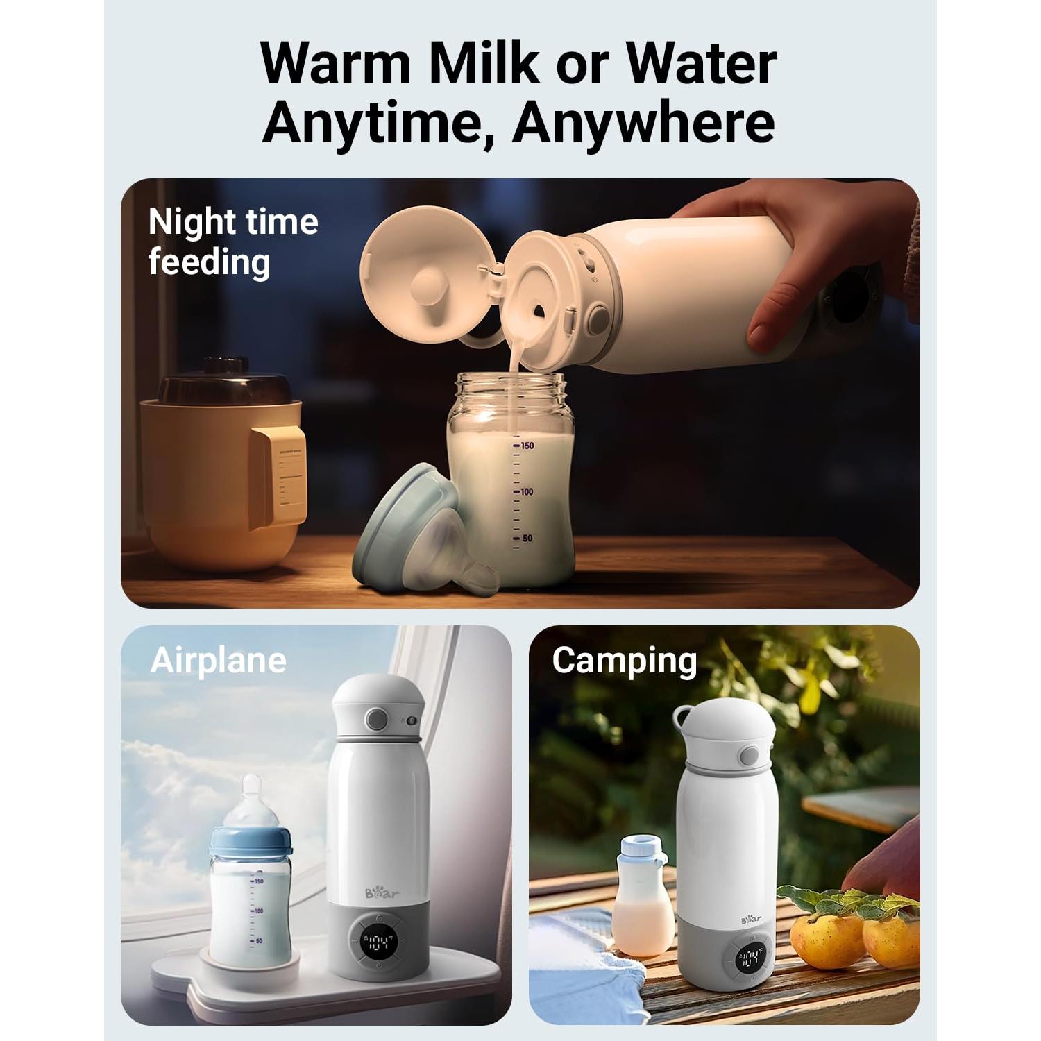 Calentador de Botellas Portátil Bear 500ml con Control de Temperatura