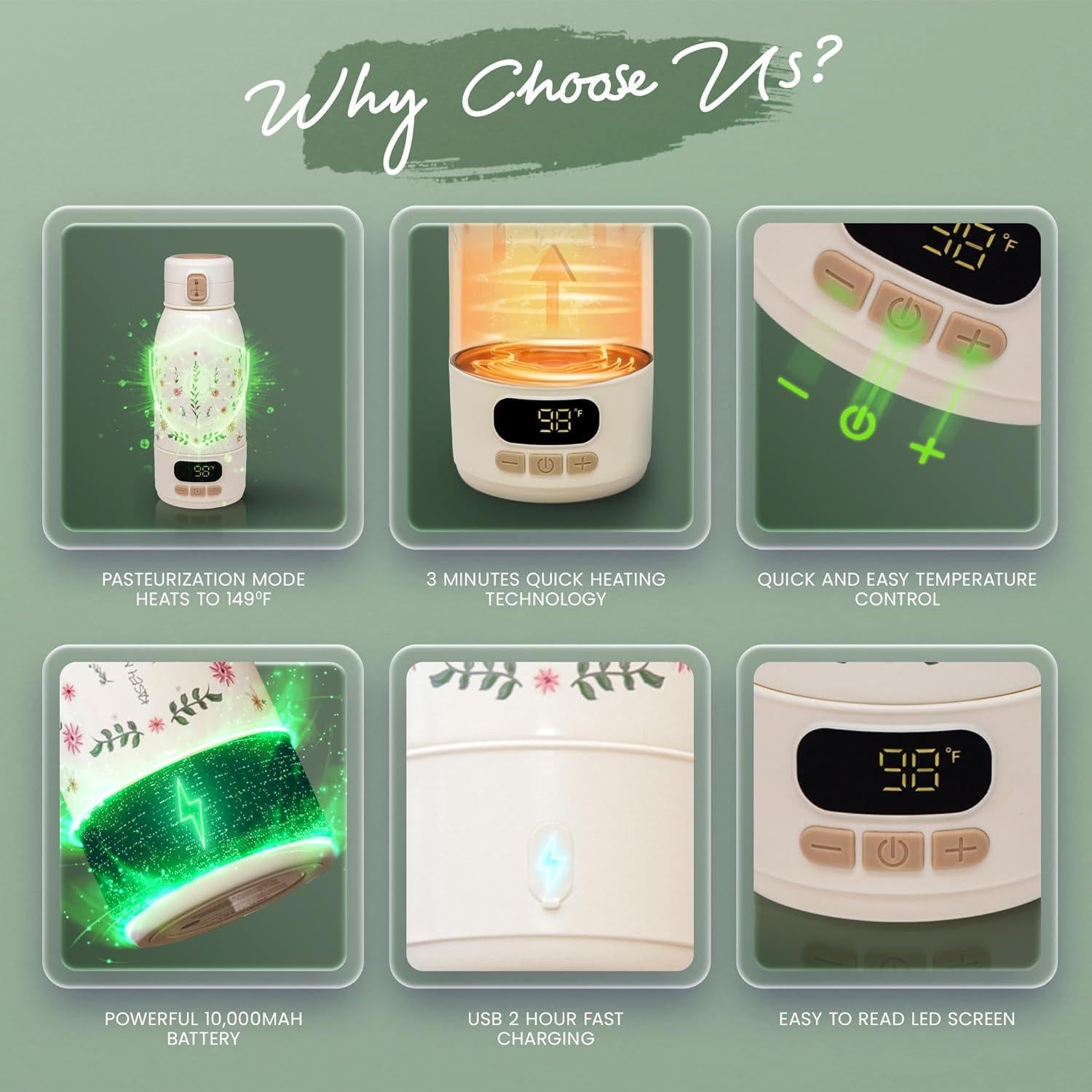 Calentador de Botellas Portátil Kasey Mae 500ml Carga Rápida