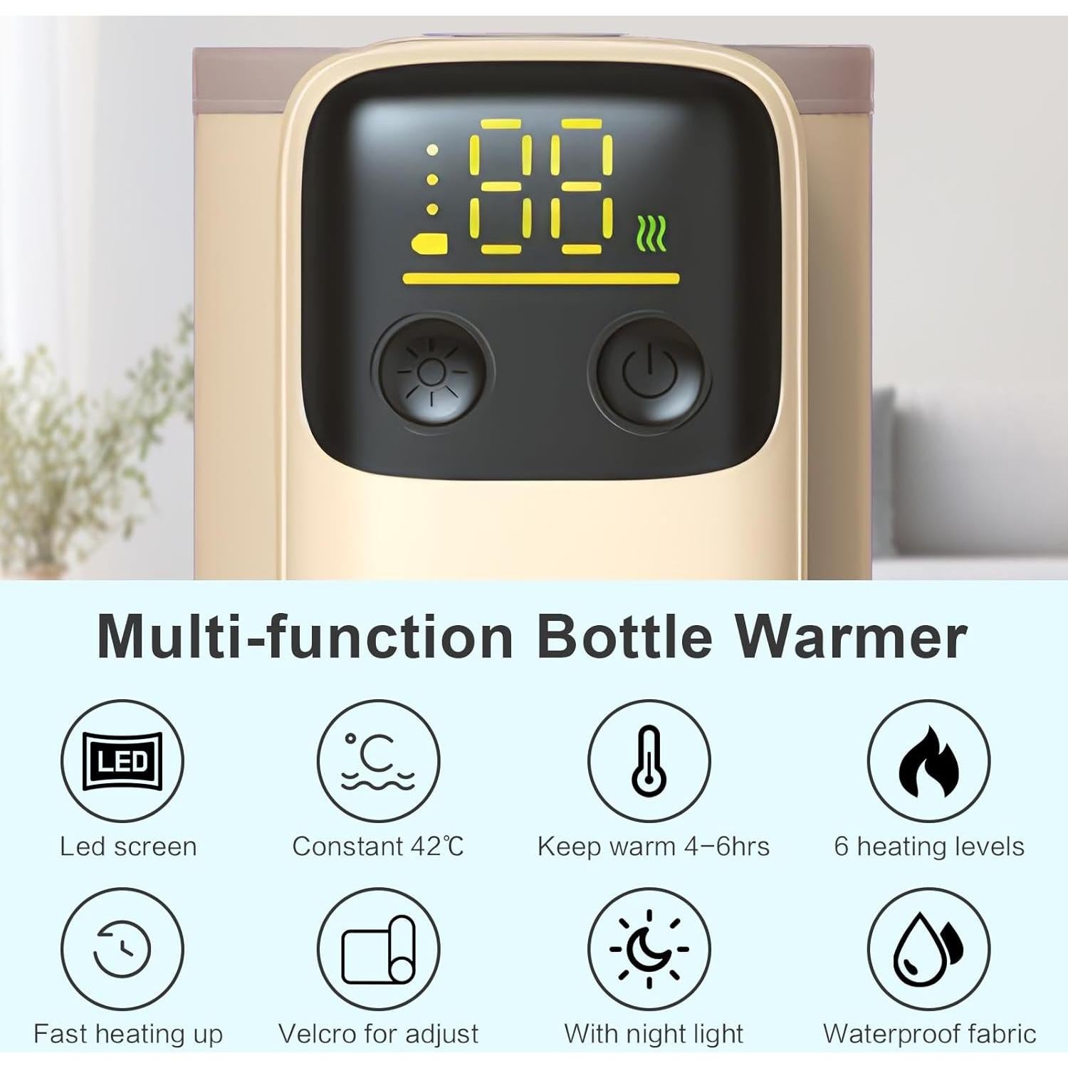 Calentador de Botellas Portátil para Bebés - 6 Temperaturas LED