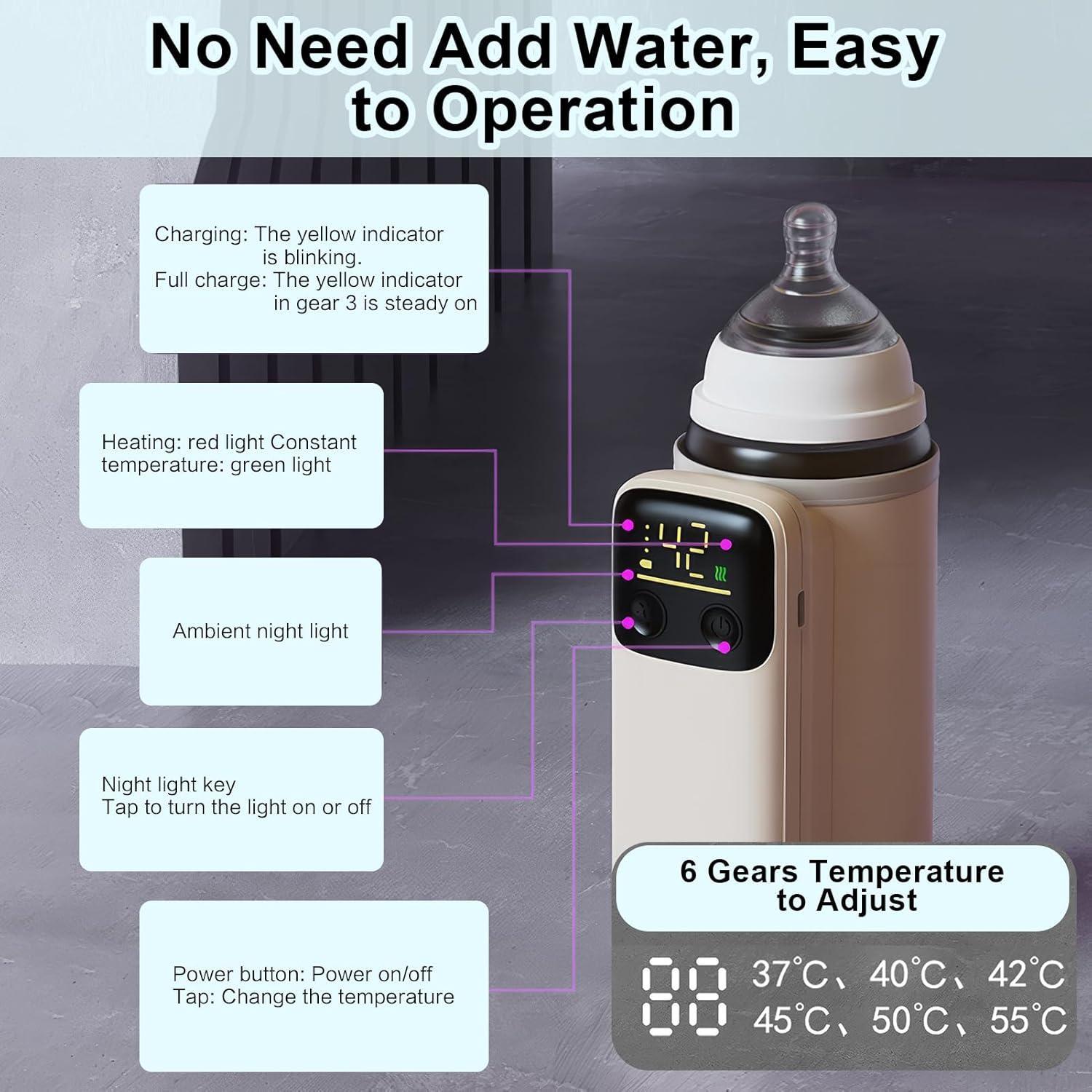 Calentador de Botellas Portátil para Bebés - 6 Temperaturas LED