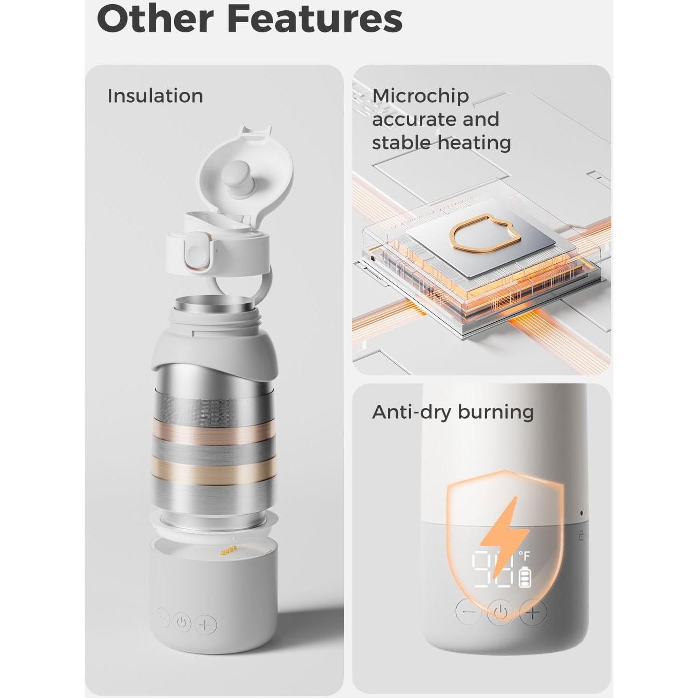 Calentador de Leche Portátil BOLOLO Pro 500 ml, Rápido y Desmontable