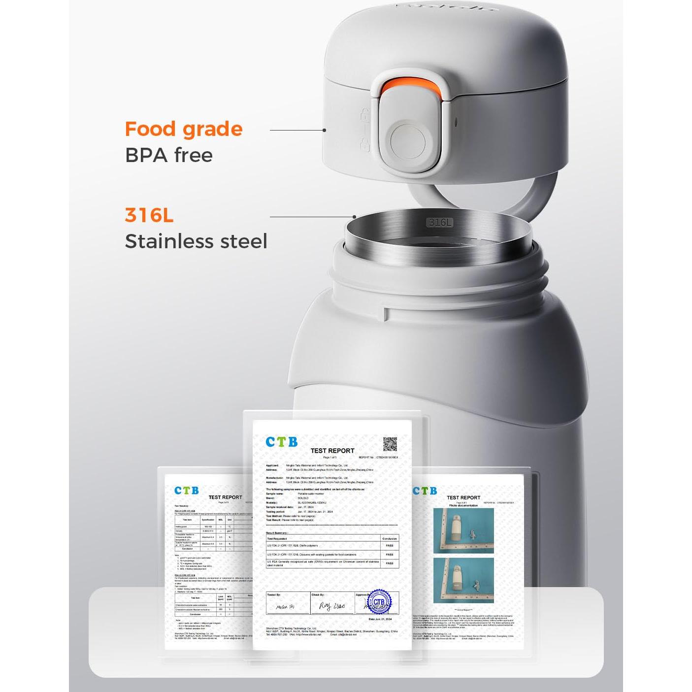 Calentador de Leche Portátil BOLOLO Pro 500 ml, Rápido y Desmontable