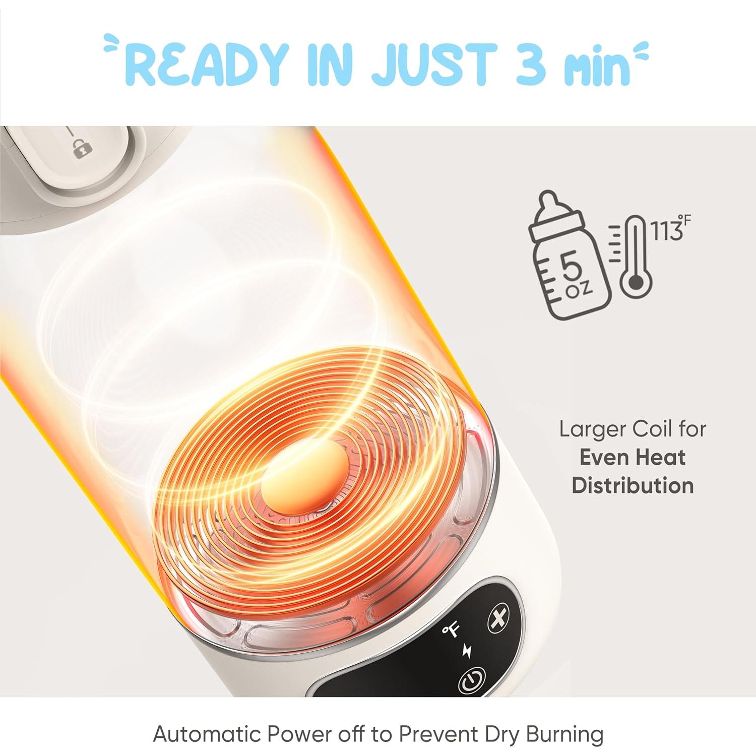 Calentador de Botellas de Bebé Portátil 500 ml - Control Táctil