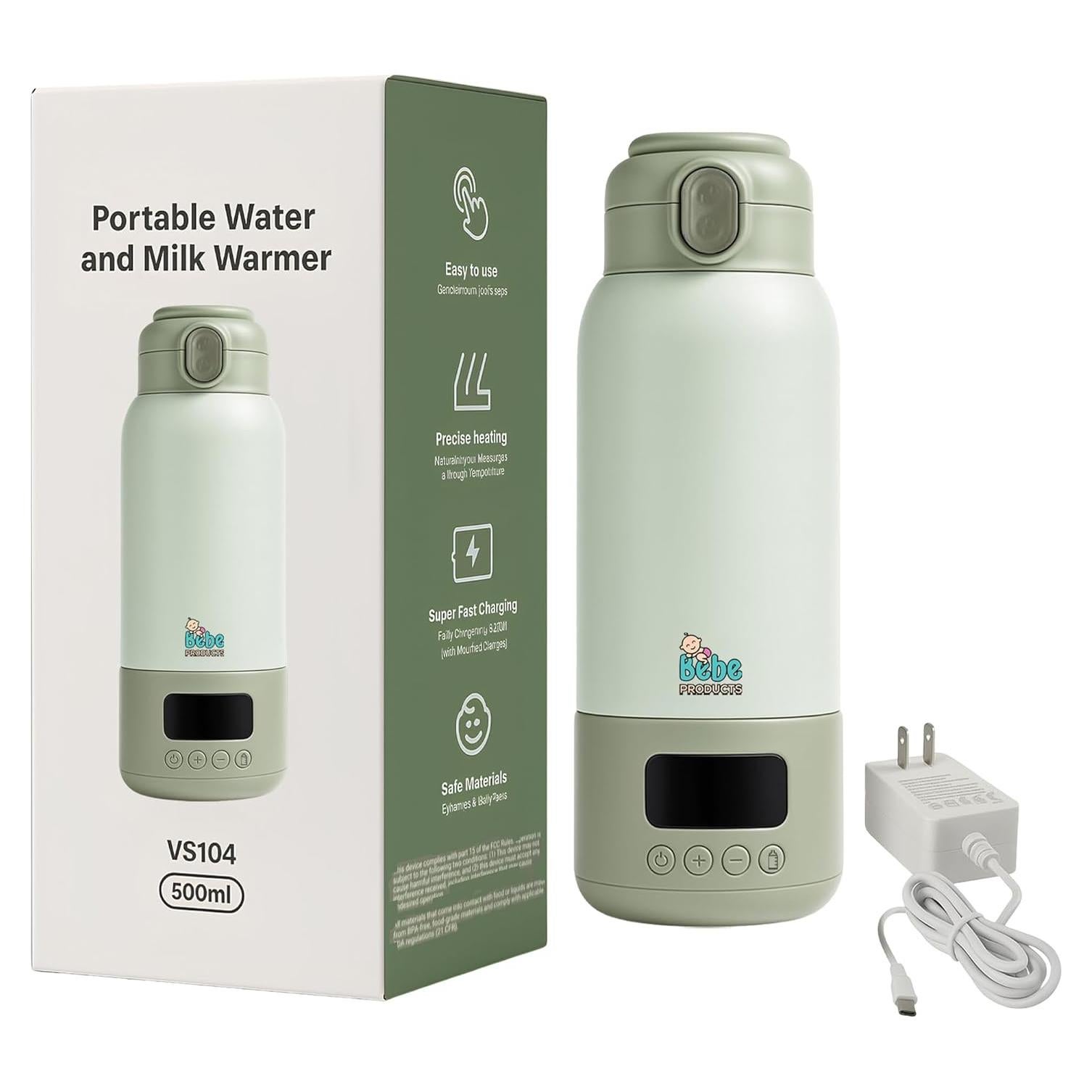 Calentador de Botellas Portátil 17oz para Bebés - Carga Rápida