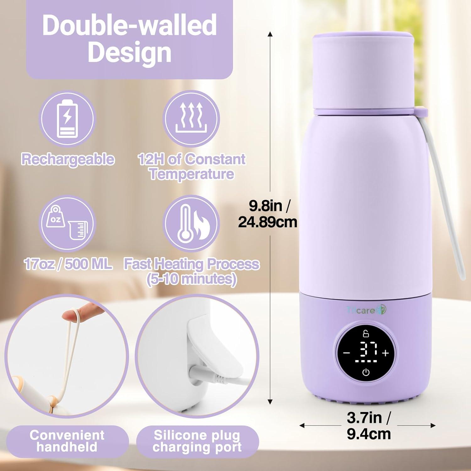 Calentador de Biberones Portátil Tilcare 500mL USB Lavanda