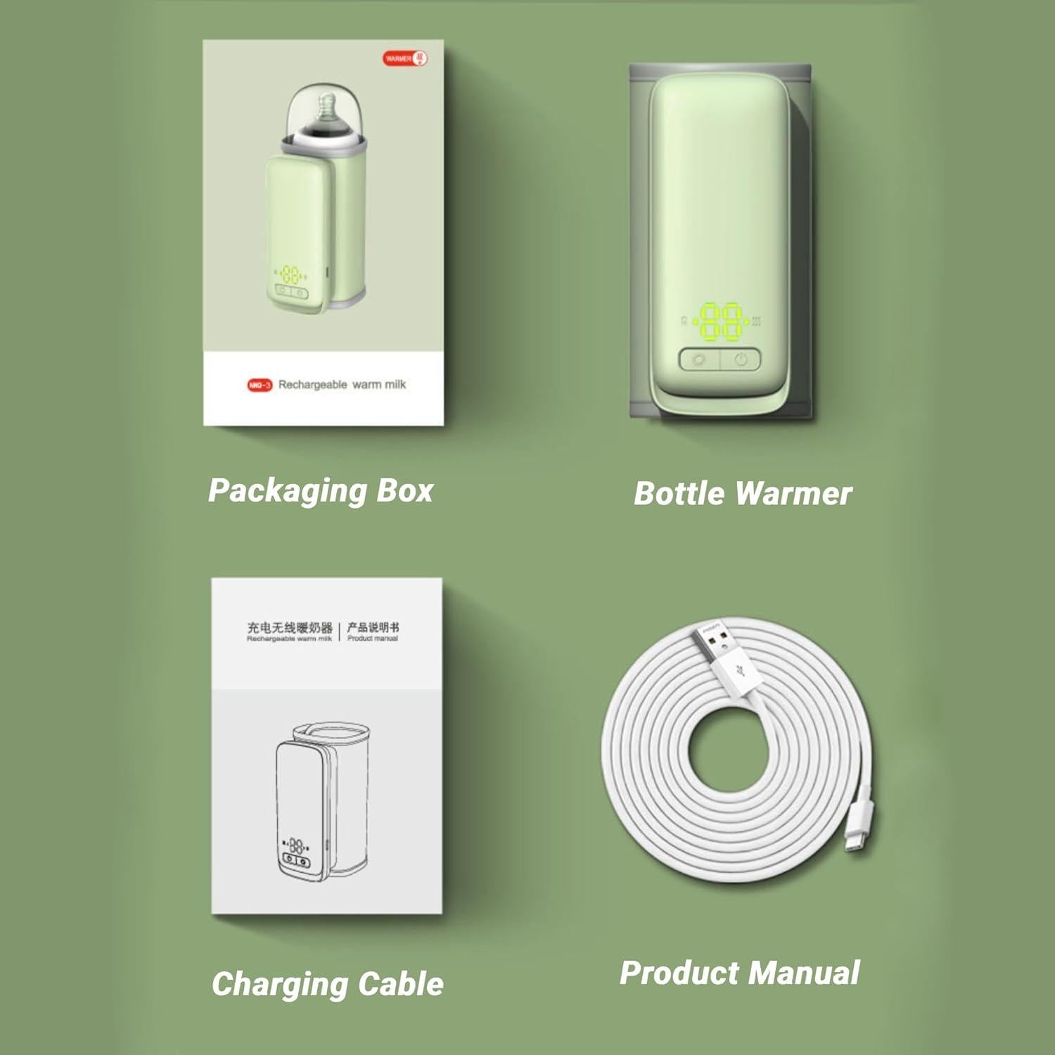 Calentador de Biberones Portátil USB 6000mAh con Pantalla LCD