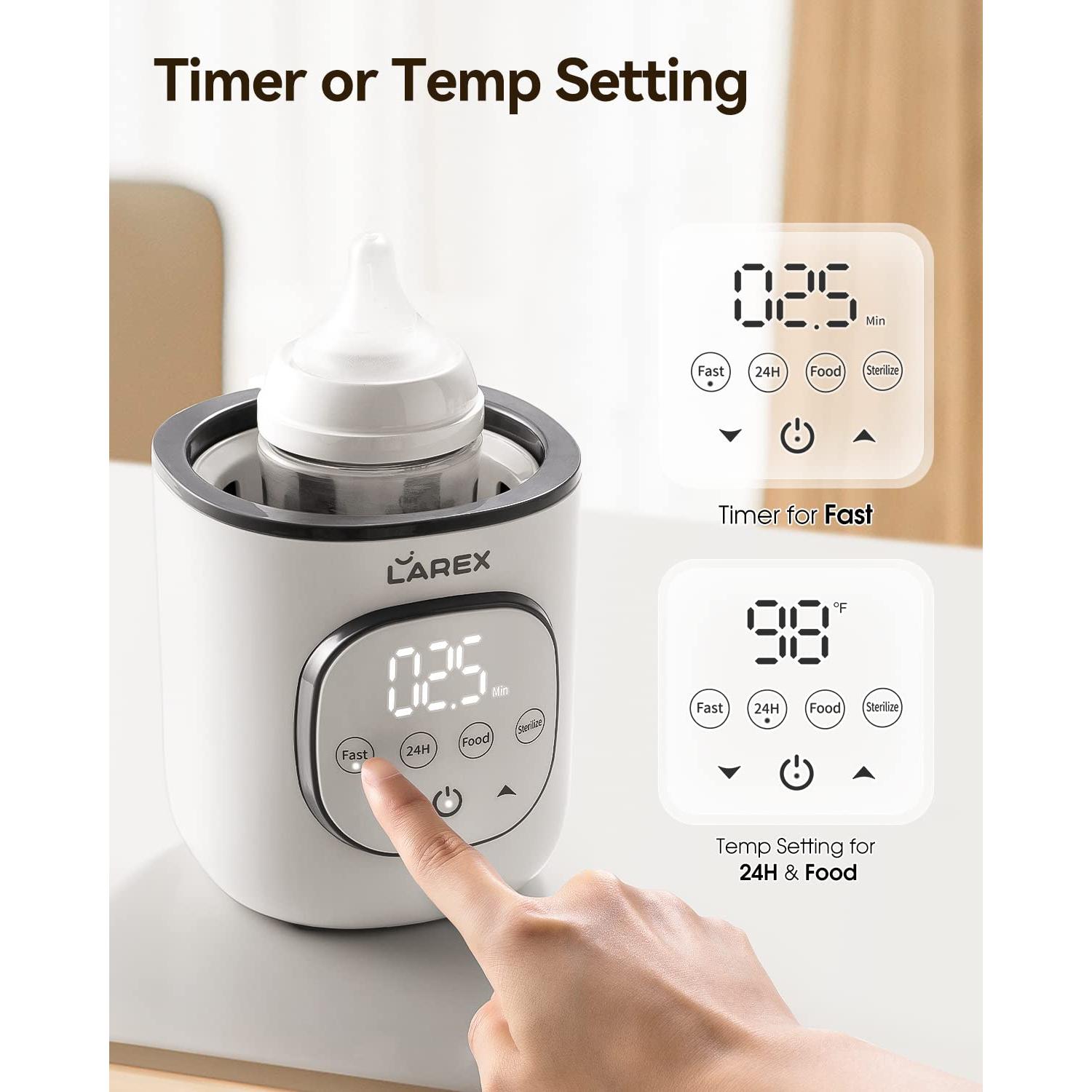 Calentador de Botellas LAREX 8 en 1, Rápido y Preciso, Libre de BPA