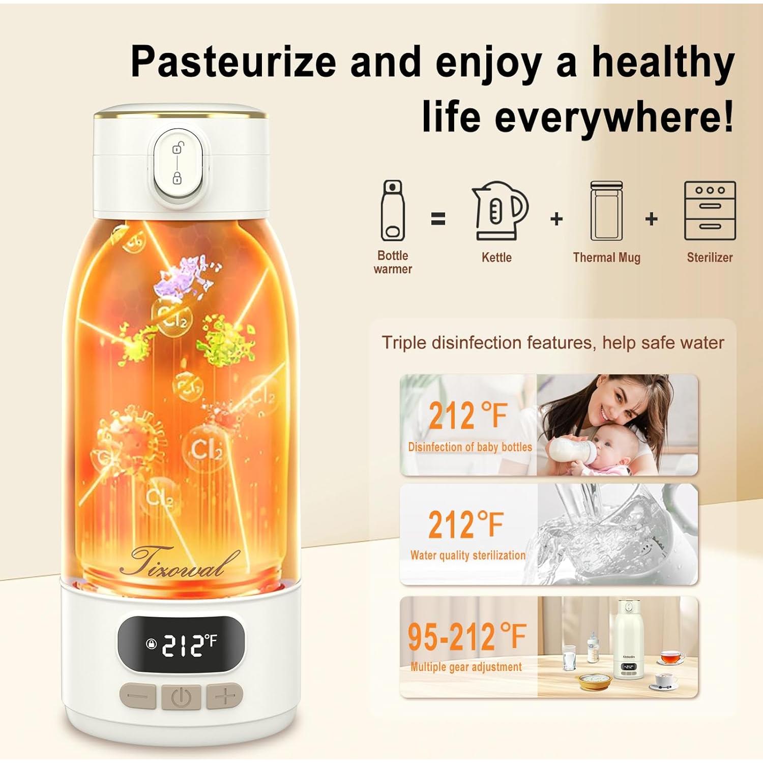 Calentador de Botellas Portátil 500ml - Multifuncional y Seguro