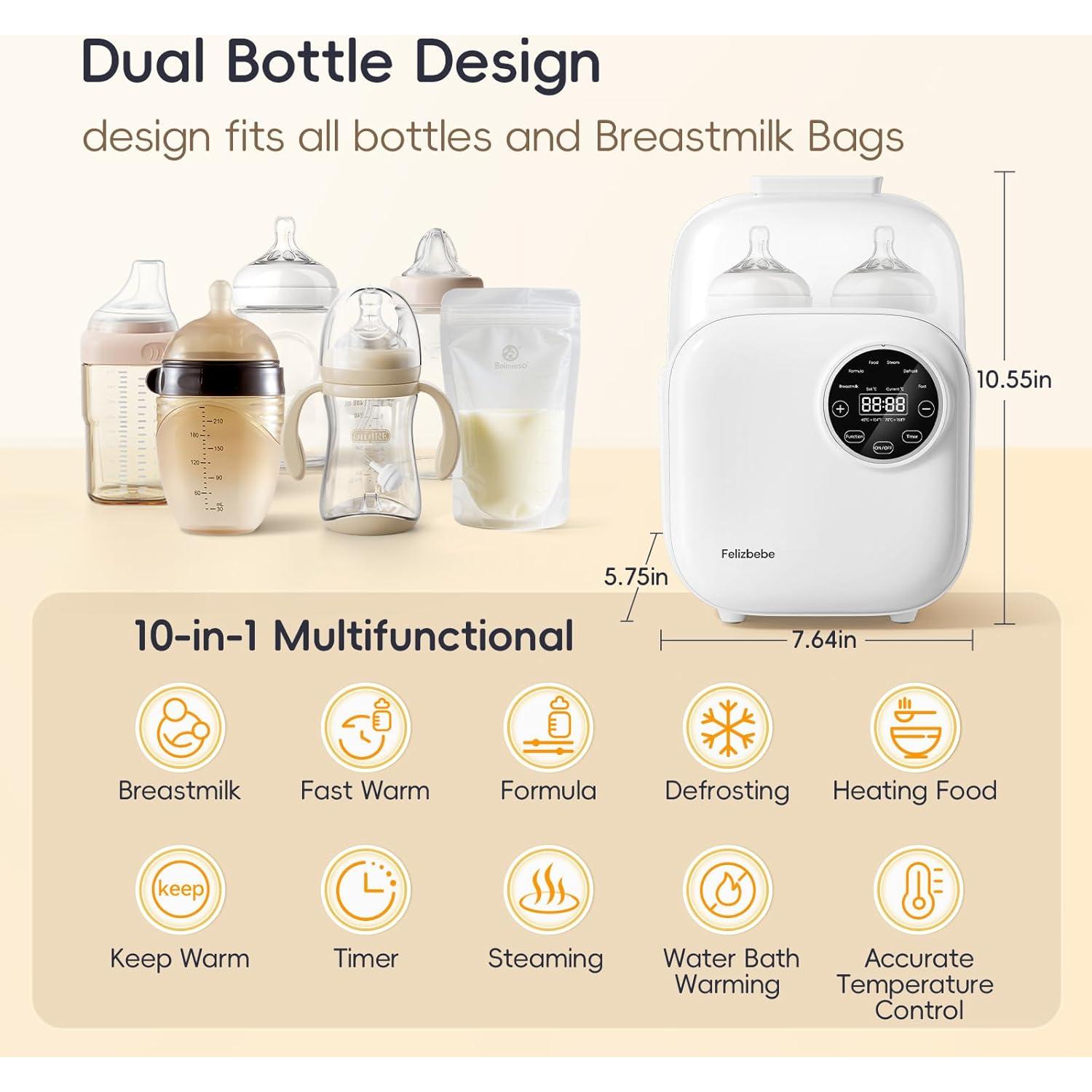 Calentador de Biberones Felizbebe 10 en 1 Blanco - Doble Función
