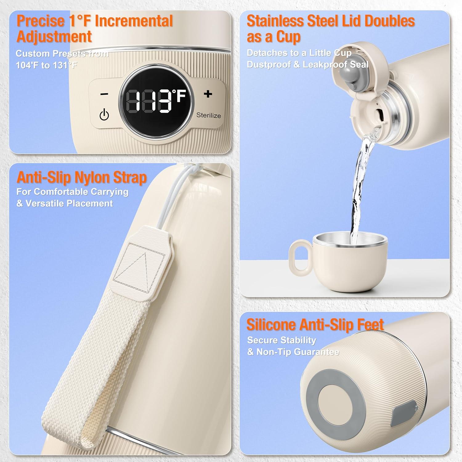 Calentador de Botellas Portátil 400ml - Carga Rápida y Control de Temperatura