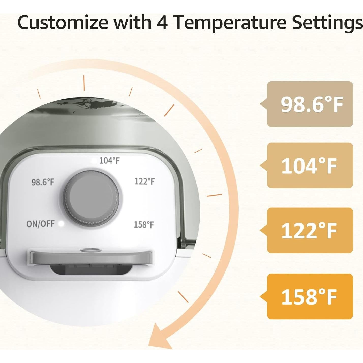 Calentador de Biberones Grownsy K301-W, Agua Caliente Instantánea 4 Temperaturas