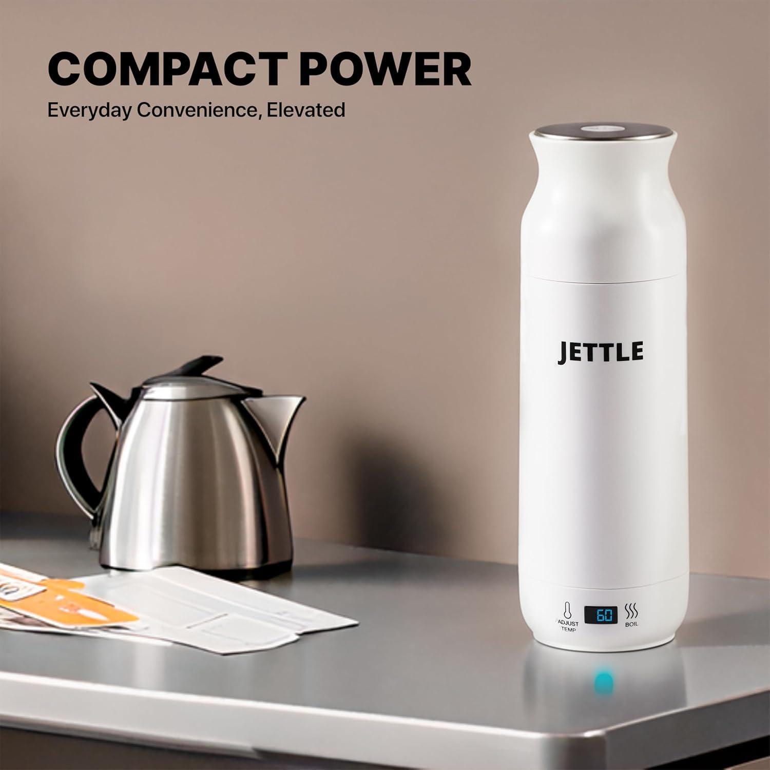 Electric Kettle - Travel Portable Heater for Coffee Tea Milk Soup - Stainless Steel Travel Water Boiler tea pot with Temperature Control - LED - Automatic Power Off - 450ml - Kitchen Appliance