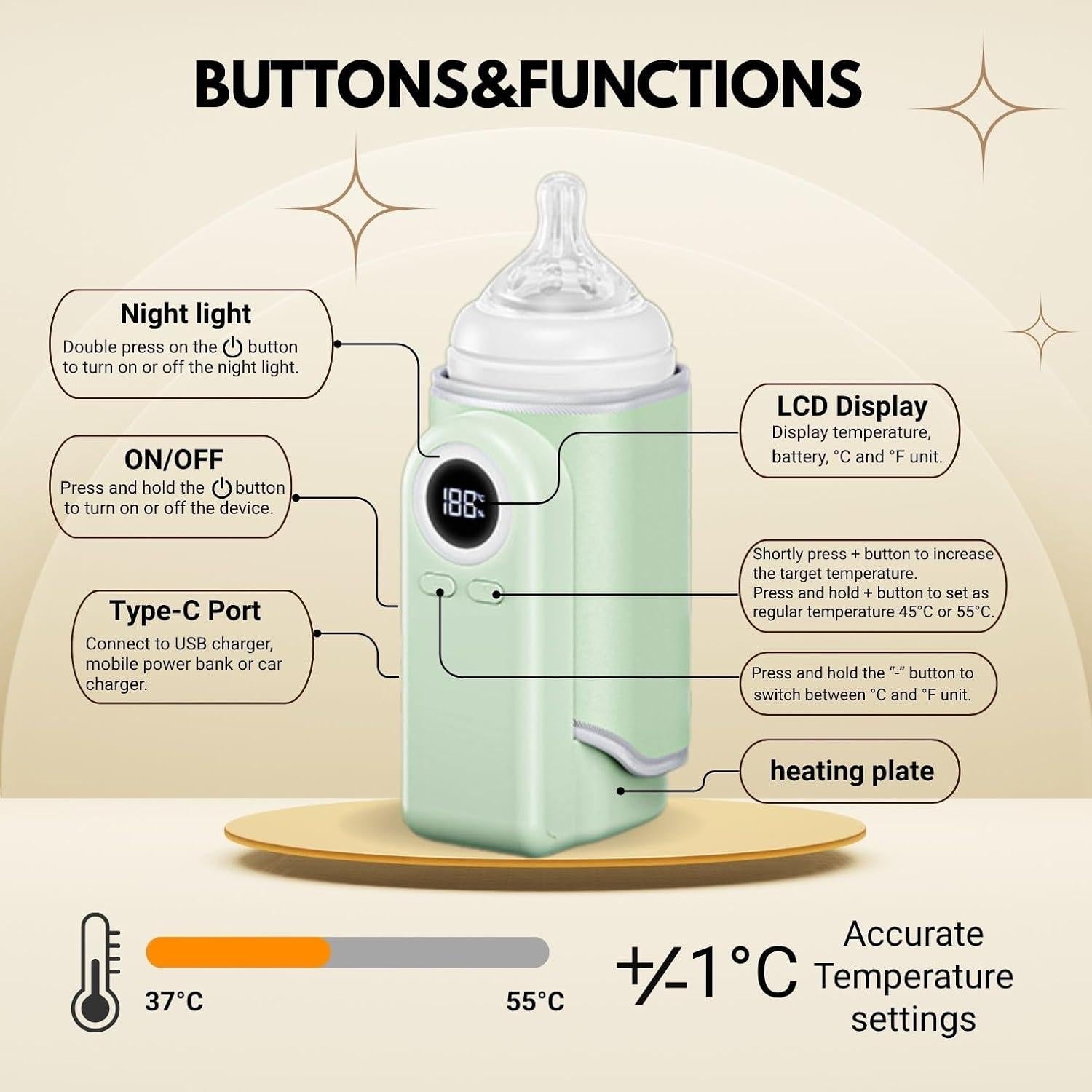 Calentador de Botellas Portátil Cozytots USB Inalámbrico 380g