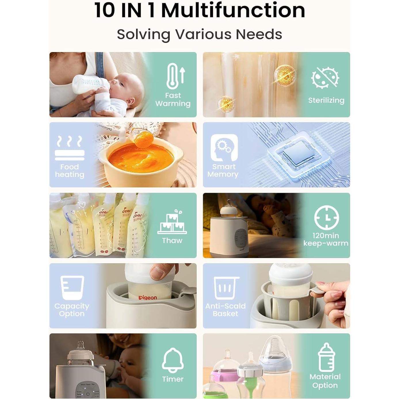 Calentador de Botellas GROWNSY Gris, Rápido y Preciso para Leche