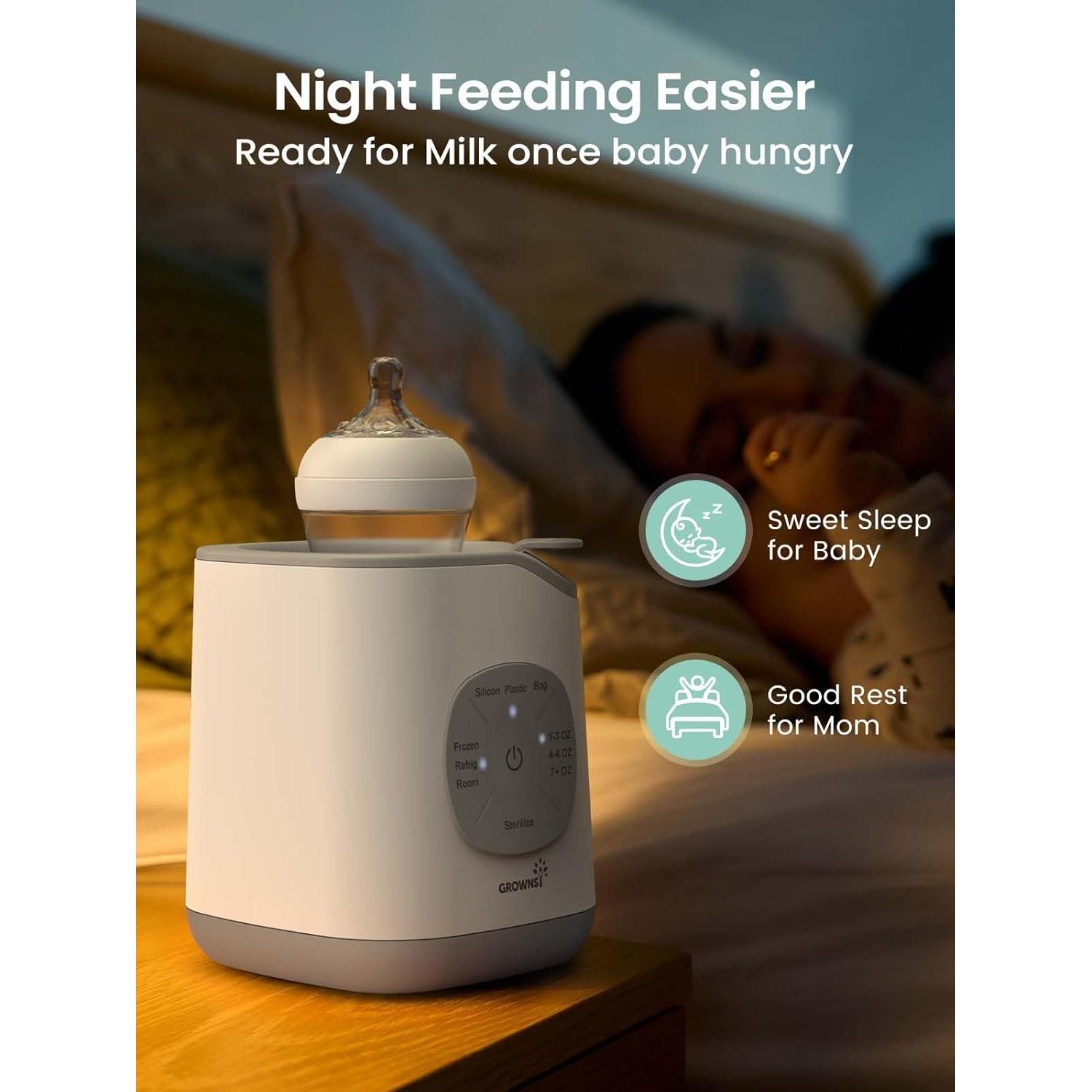 Calentador de Botellas GROWNSY Gris, Rápido y Preciso para Leche