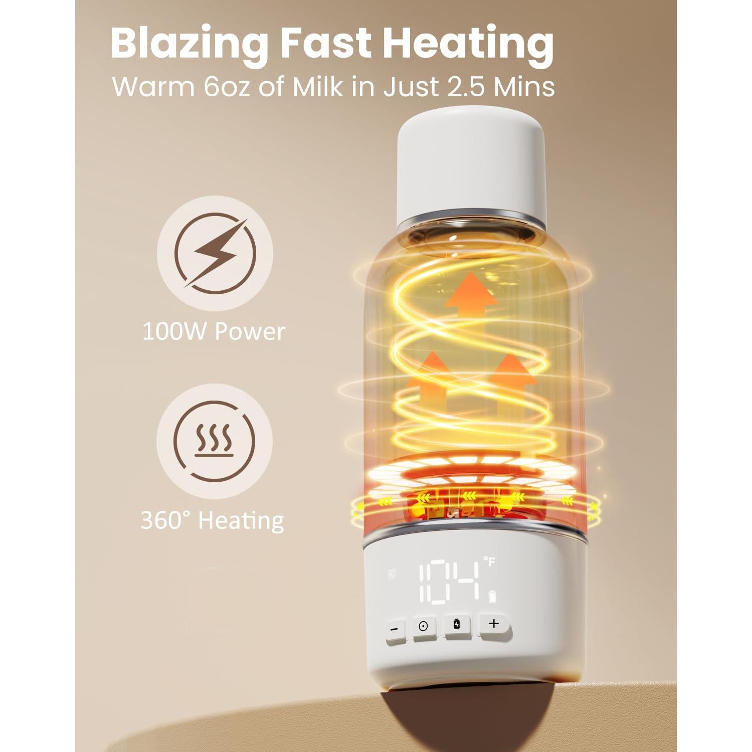 Calentador de Botellas Portátil Juissiart 17oz Carga Rápida