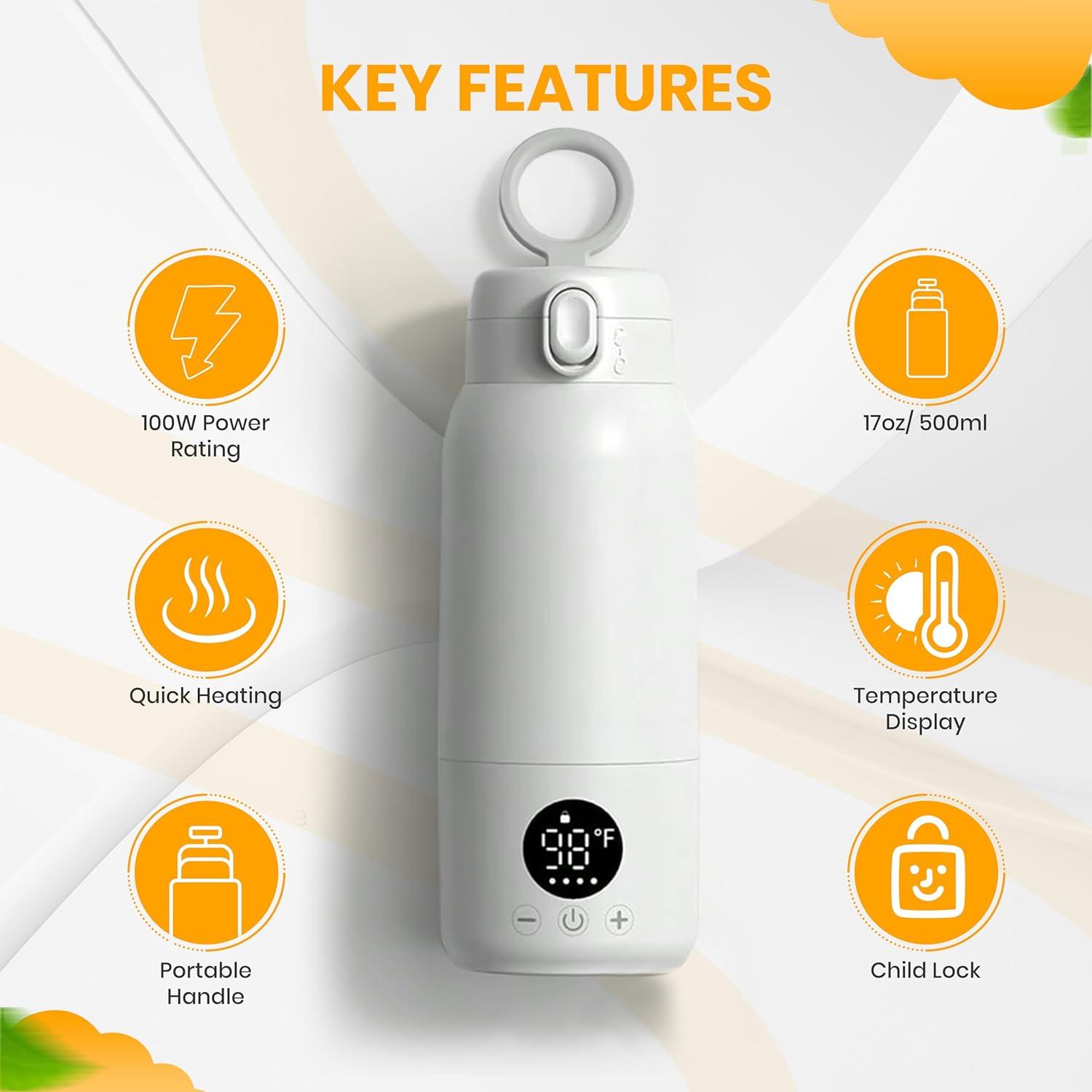 Calentador de Leche y Botellas Blivorra 500ml Portátil Rápido