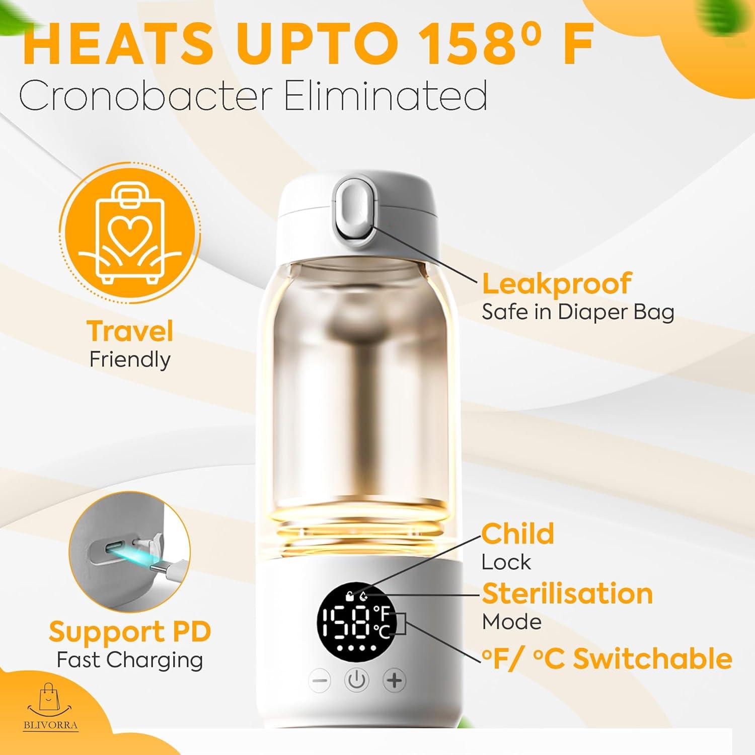 Calentador de Leche y Botellas Blivorra 500ml Portátil Rápido