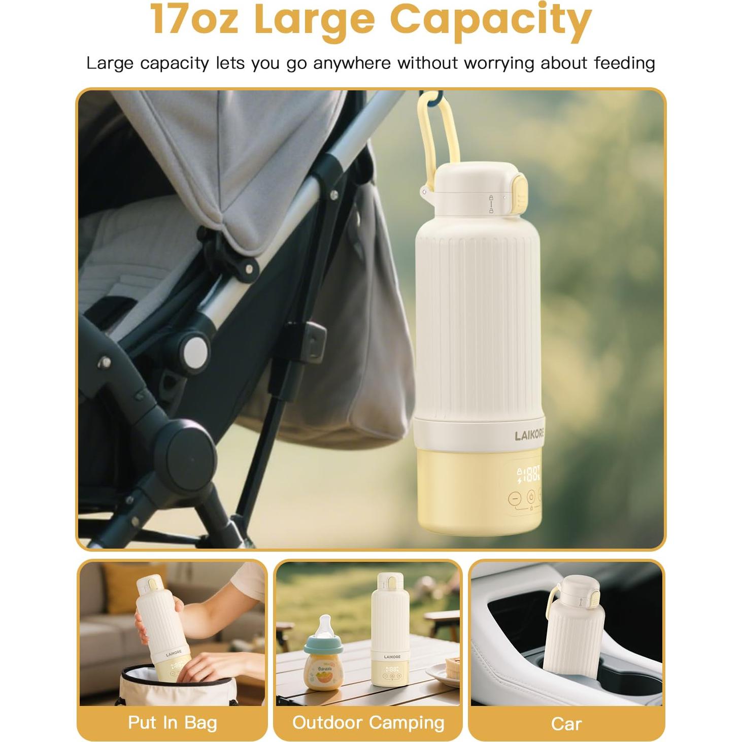 Calentador de Biberones Portátil LAIKORE 500ml Inalámbrico USB