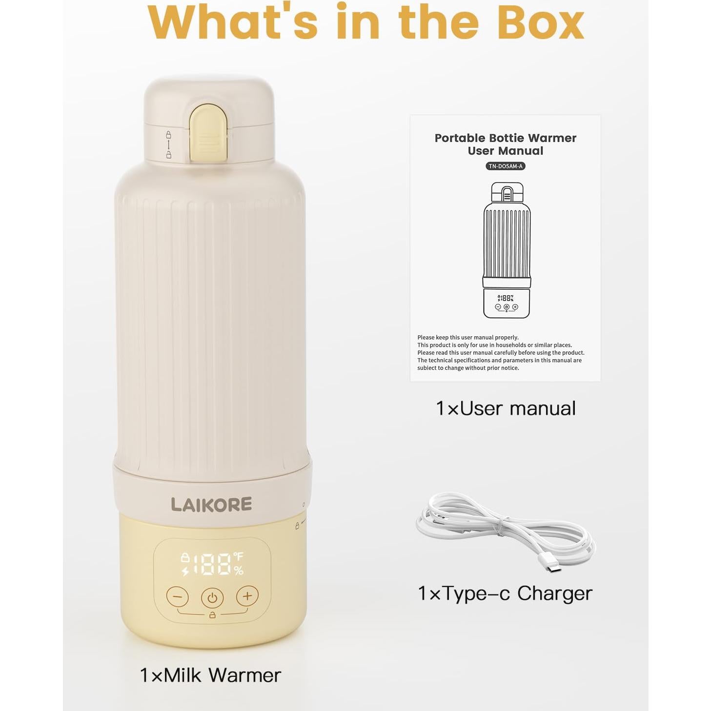 Calentador de Biberones Portátil LAIKORE 500ml Inalámbrico USB