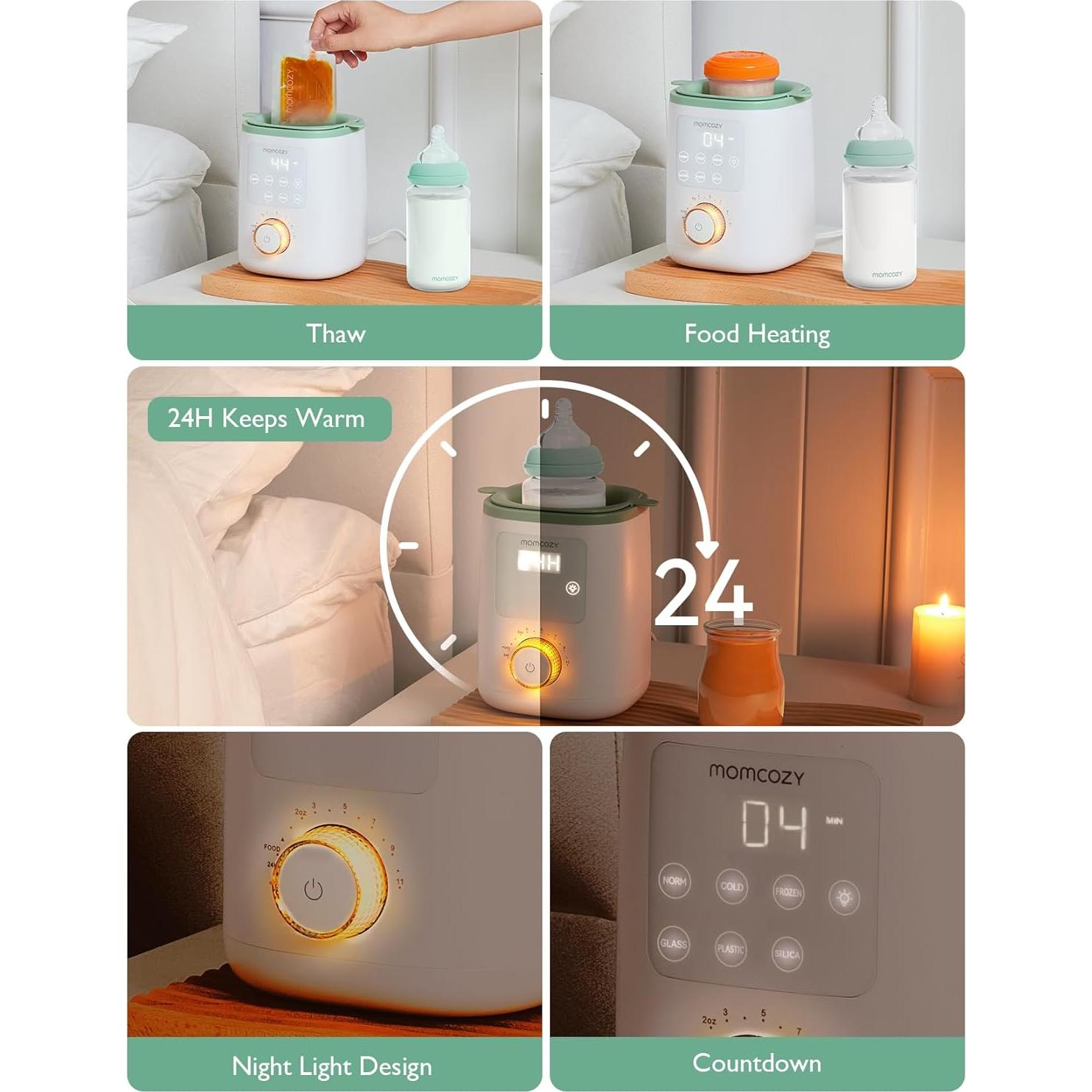 Calentador de Botellas Momcozy MW02, 9 en 1 con Luz Nocturna