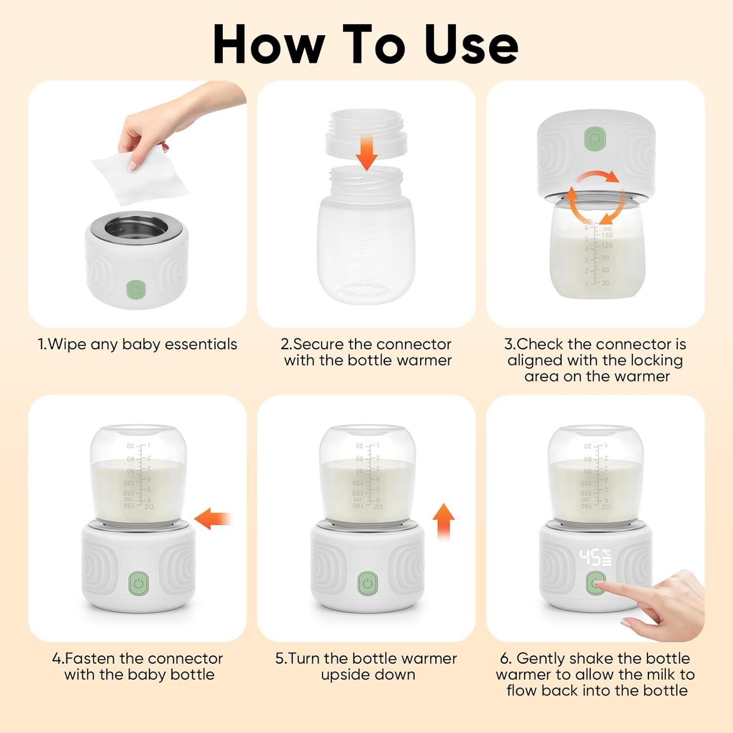 Calentador de Biberones Portátil Maypott 3 Minutos 4 Temperaturas